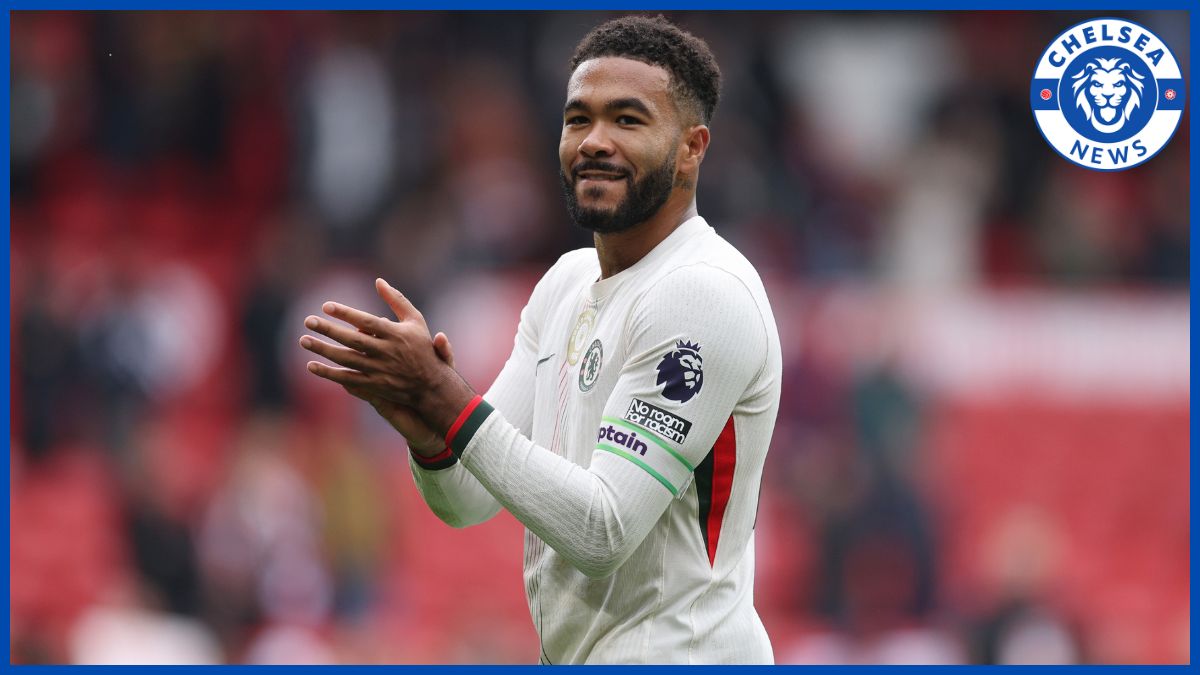 Reece James applauds the fans at full time after a win.