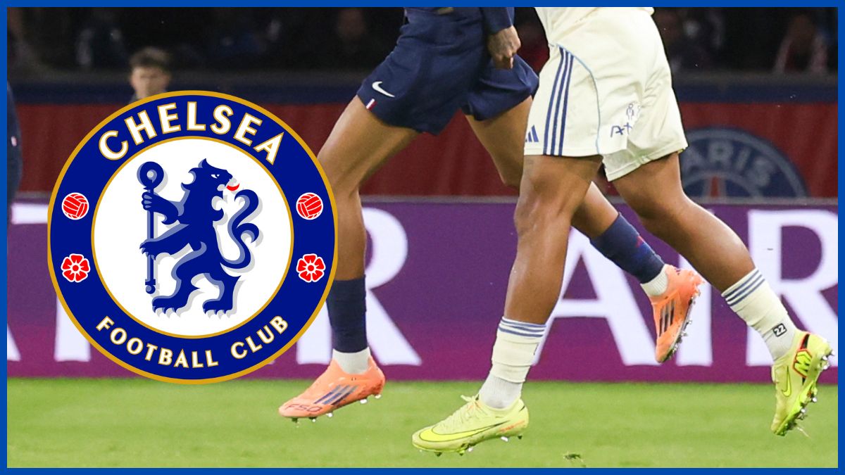 Guela Doue with a Chelsea logo.