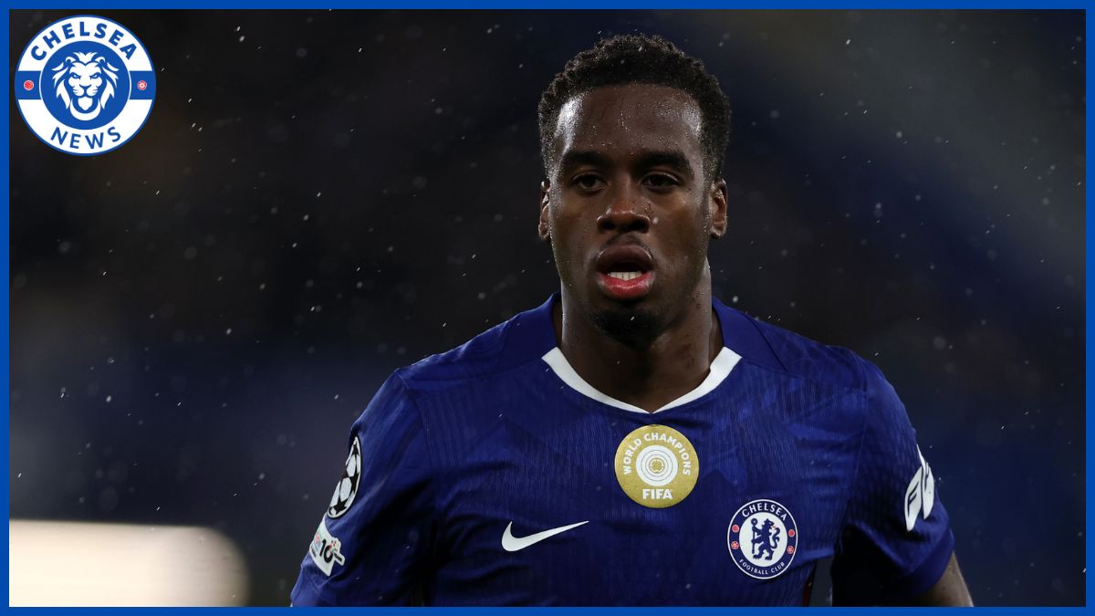 Jamie Gittens with a Chelsea logo.