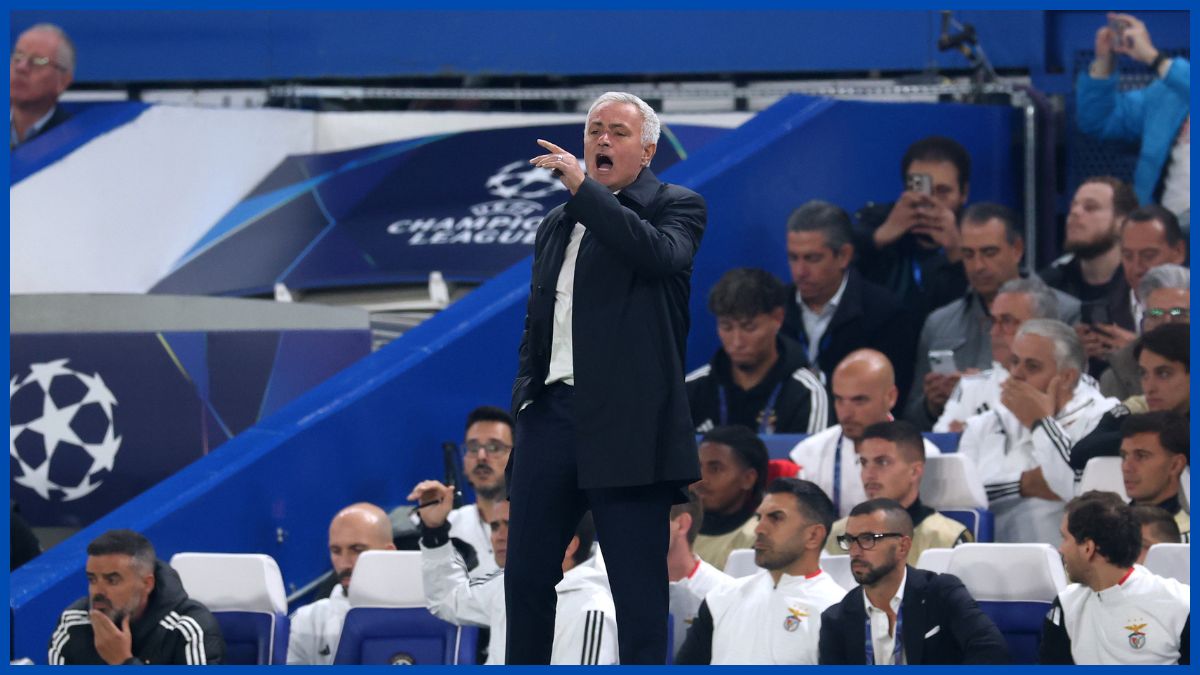 Jose Mourinho watches at Stamford Bridge.