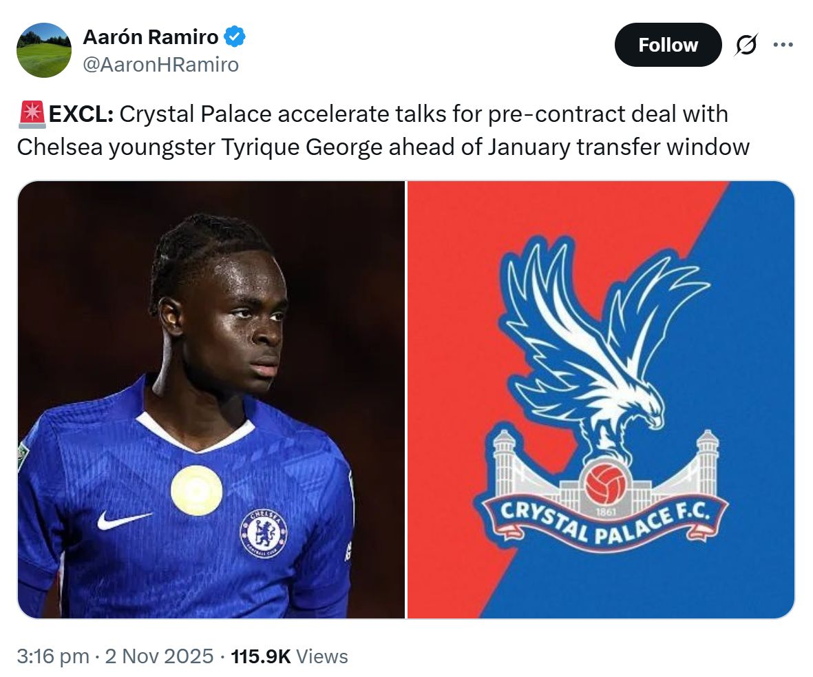 Aaron Ramiro's Tweet about Tyrique George ahead of January.