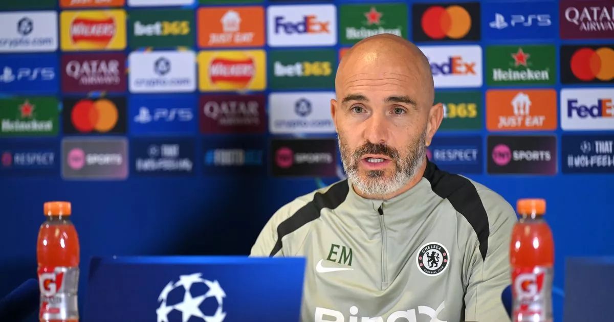 Enzo Maresca na conferência de imprensa da Liga dos Campeões.