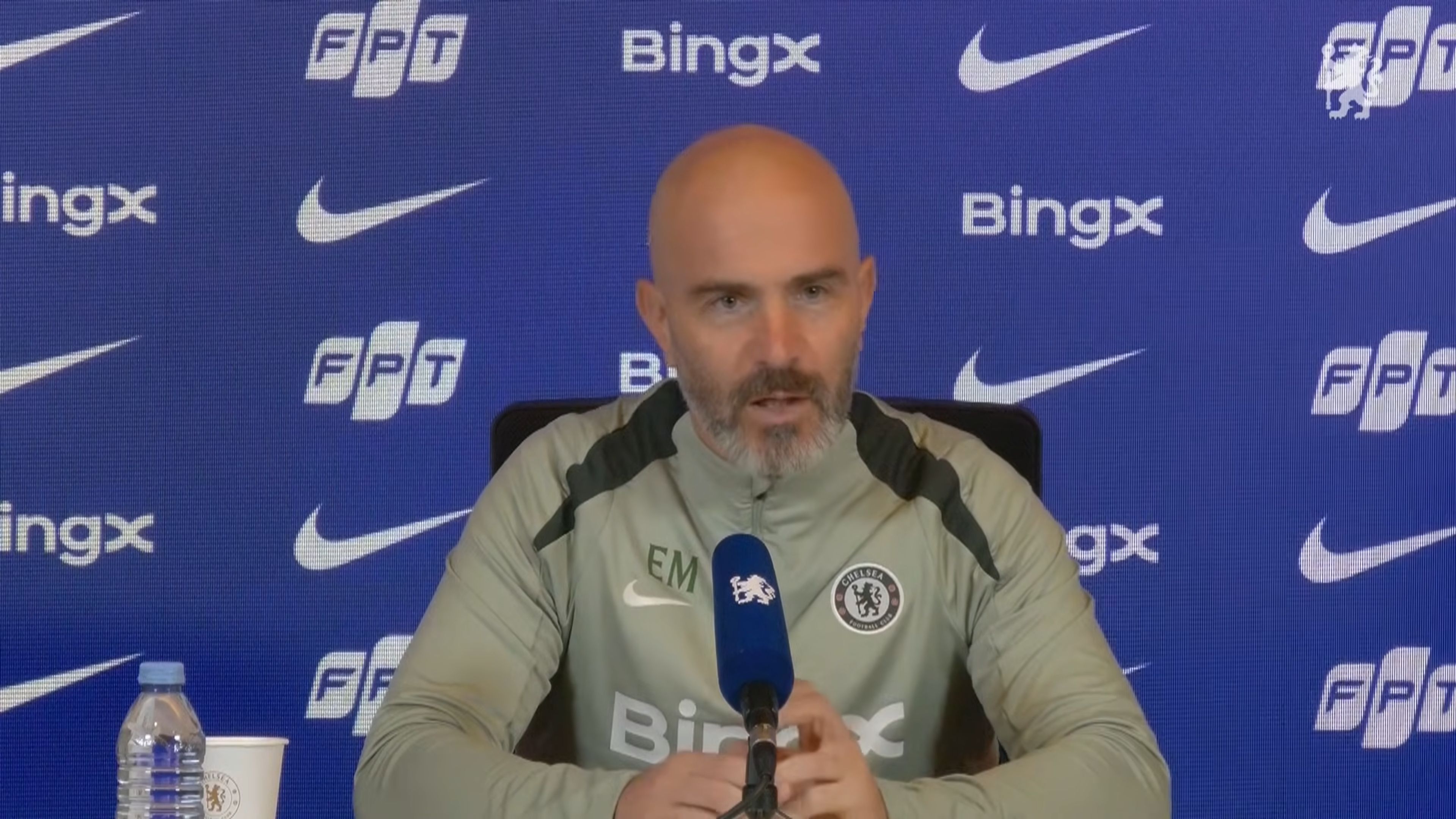 Enzo Maresca speaks in his press conference.