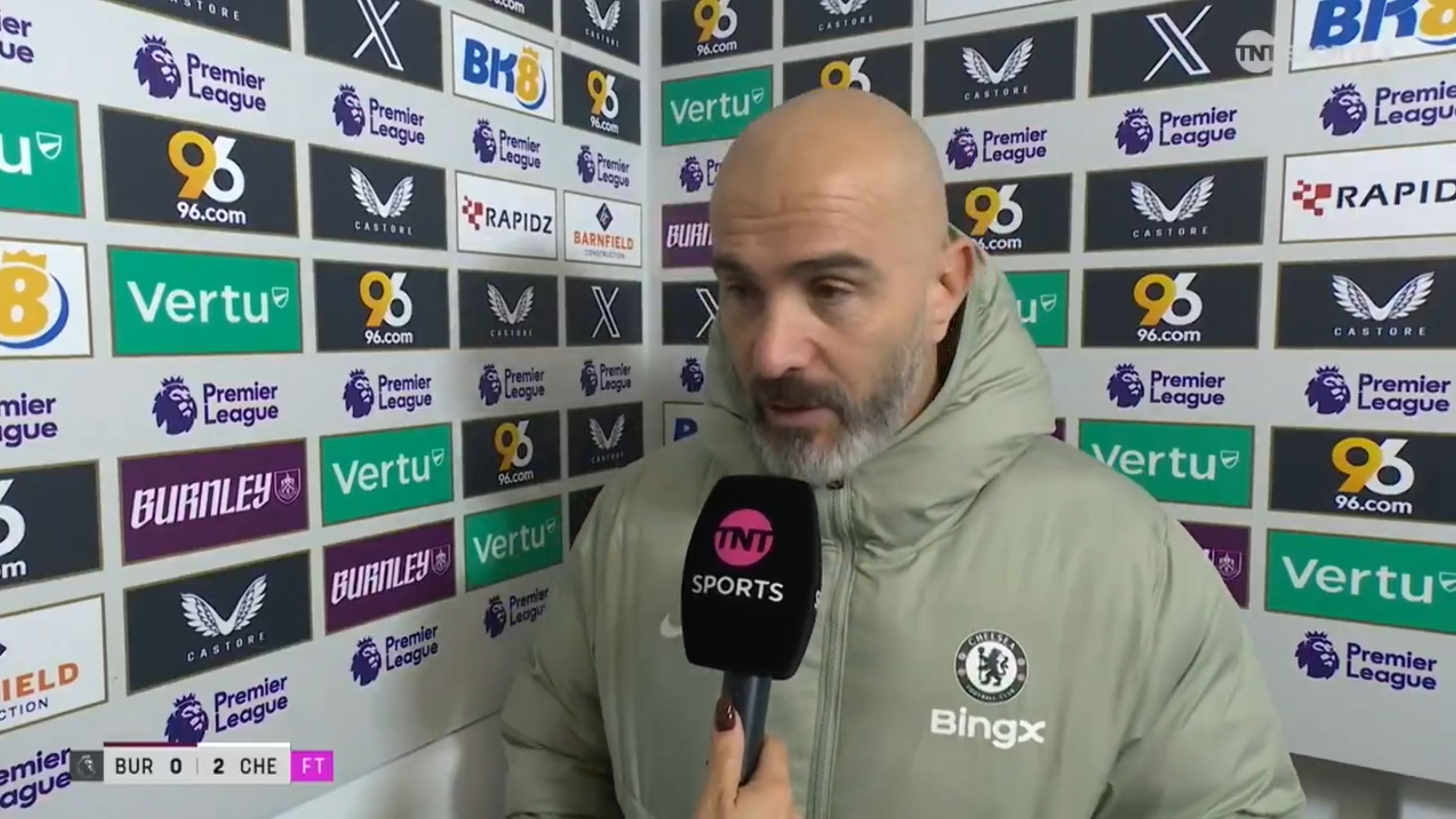 Enzo Maresca speaks to TNT Sport after win.