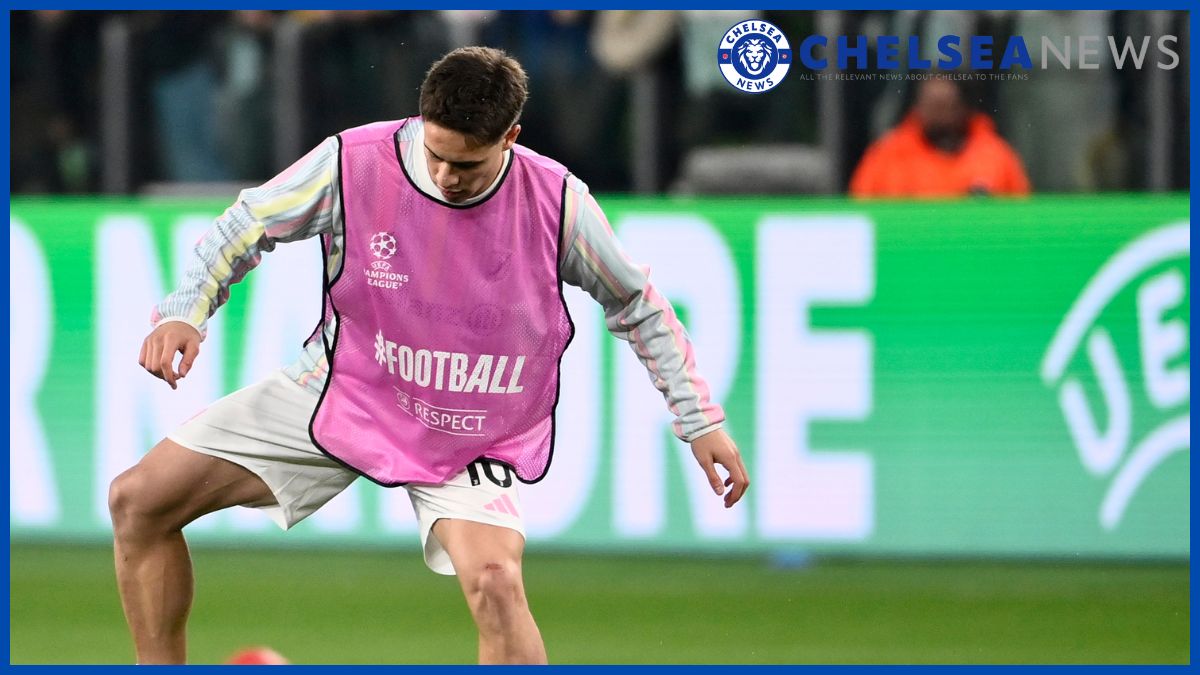 Kenan Yildiz with the ball warming up.
