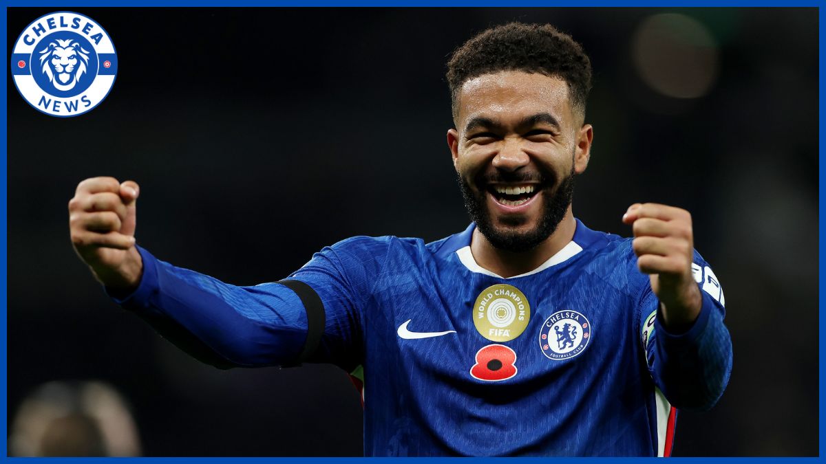 Reece James celebrates a win.