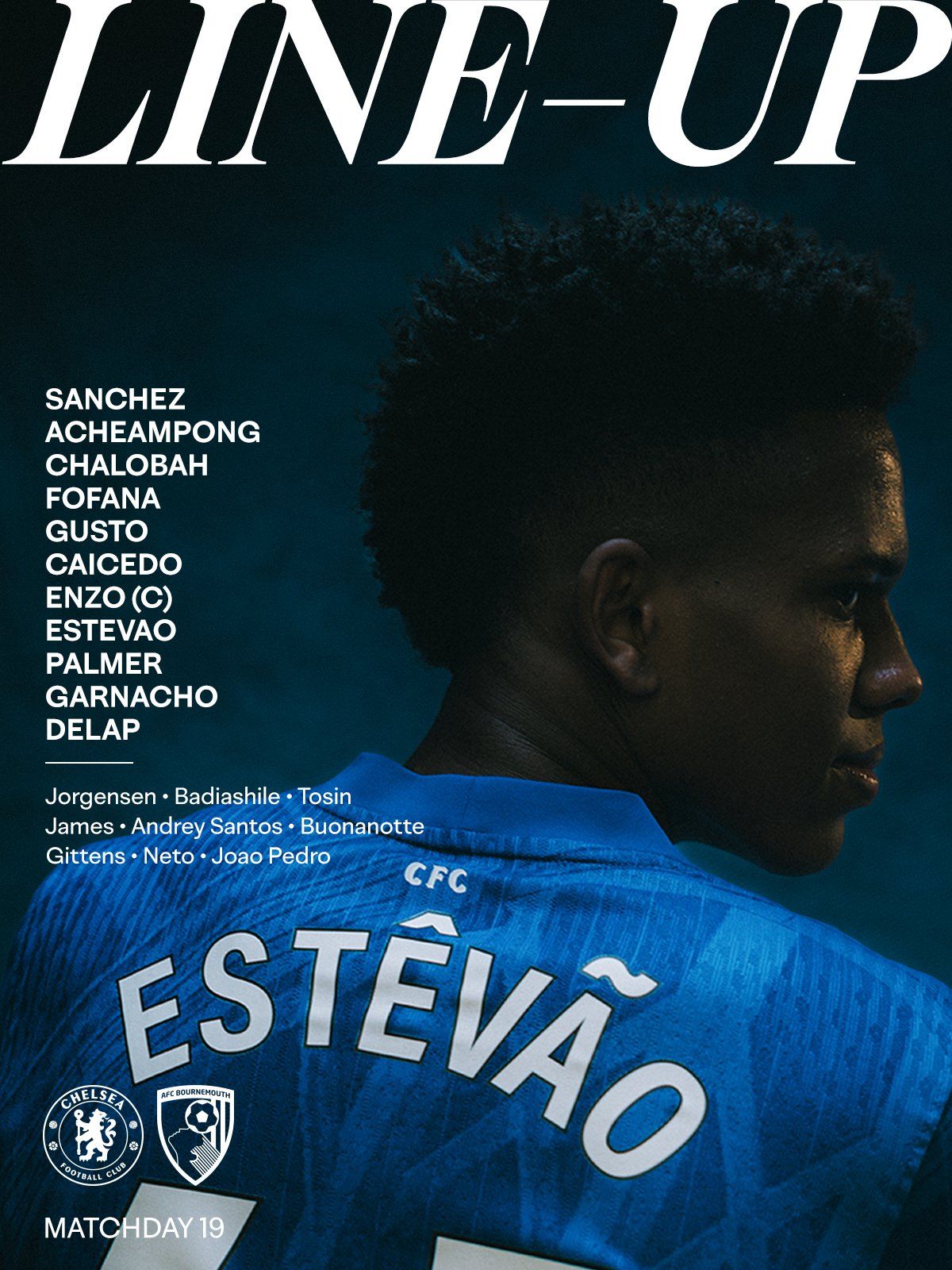 Chelsea's team to face Bournemouth.