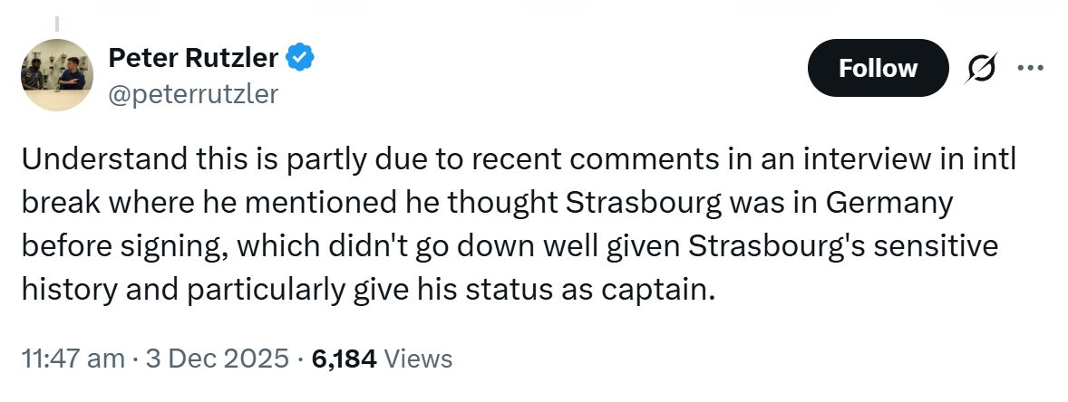 Emanuel Emegha's mistake about Strasbourg.