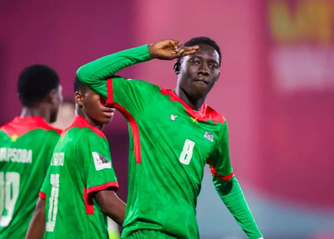 Mohamed Zongo celebrates a goal with Burkina Faso.