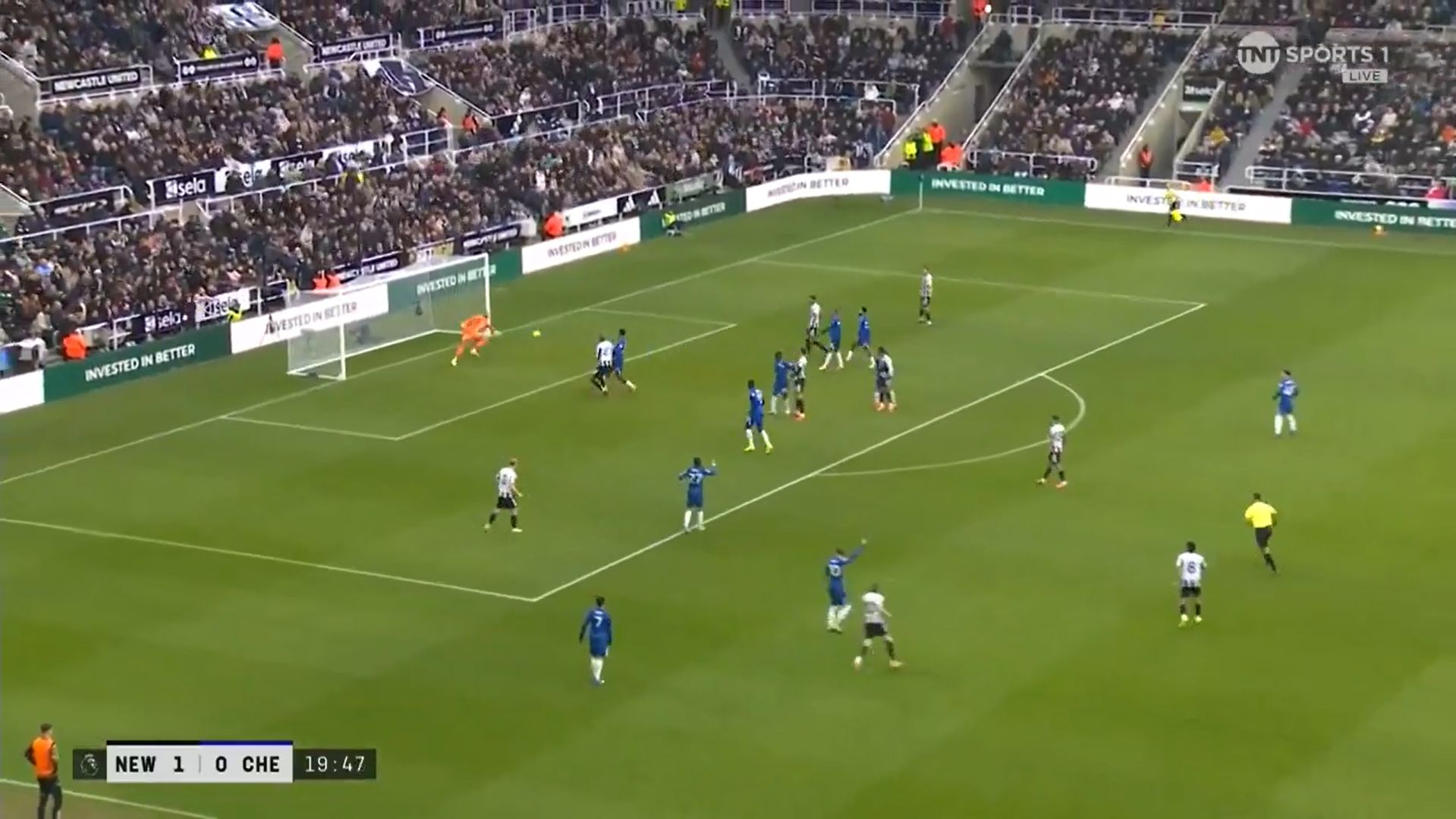 Newcastle score their second against Chelsea.