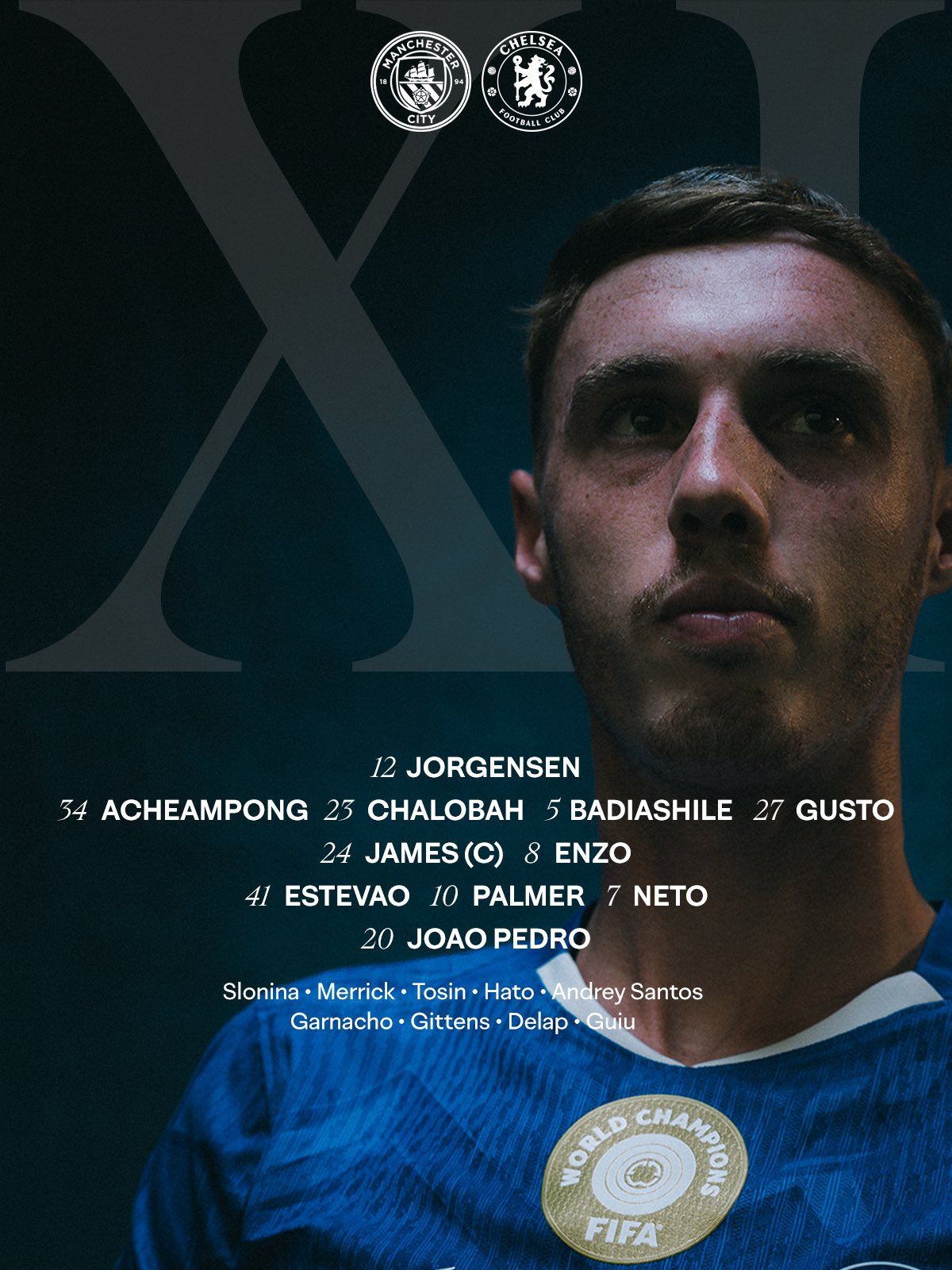 Chelsea's team to face Man City.