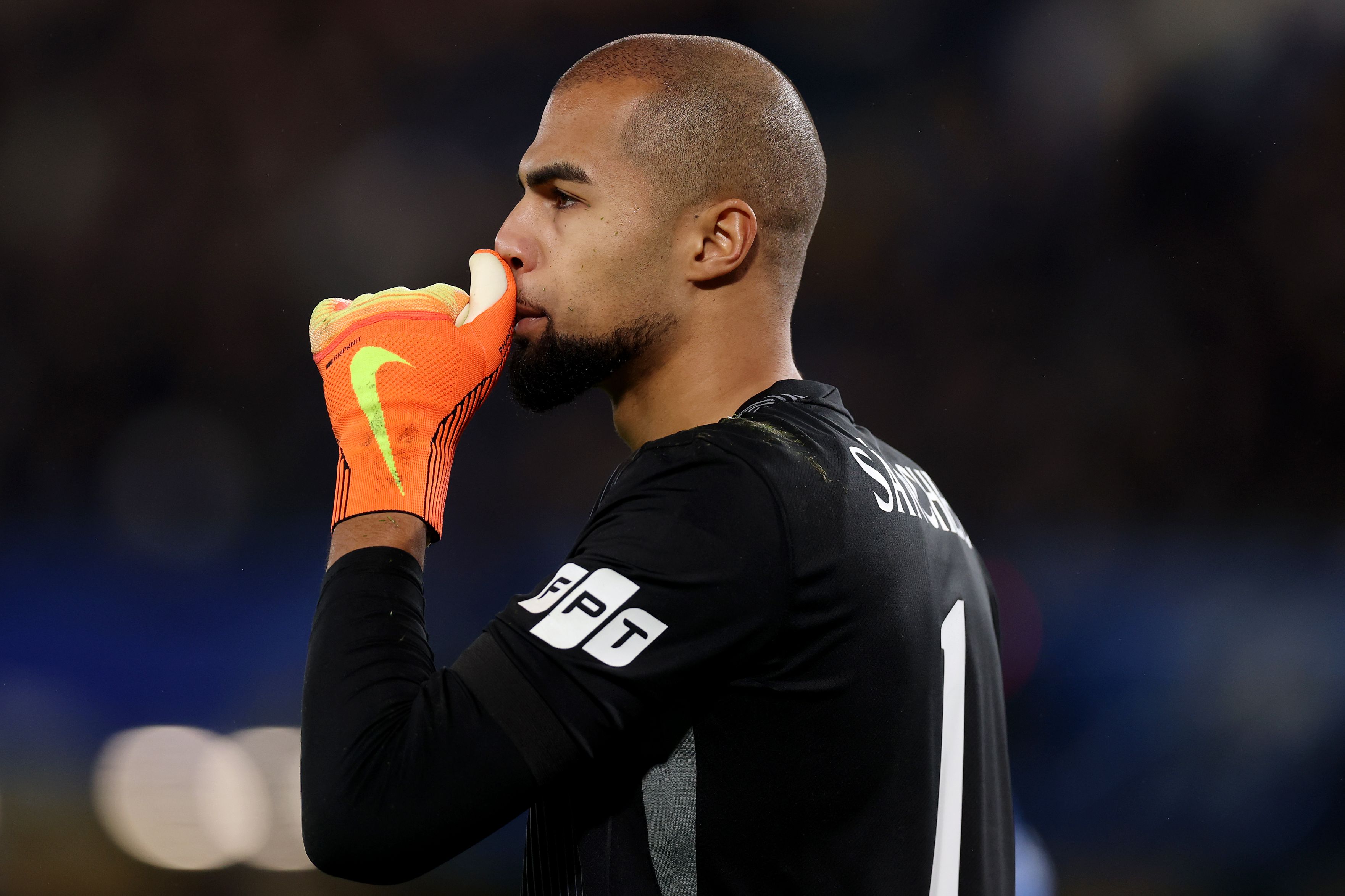 Robert Sanchez in action for Chelsea.