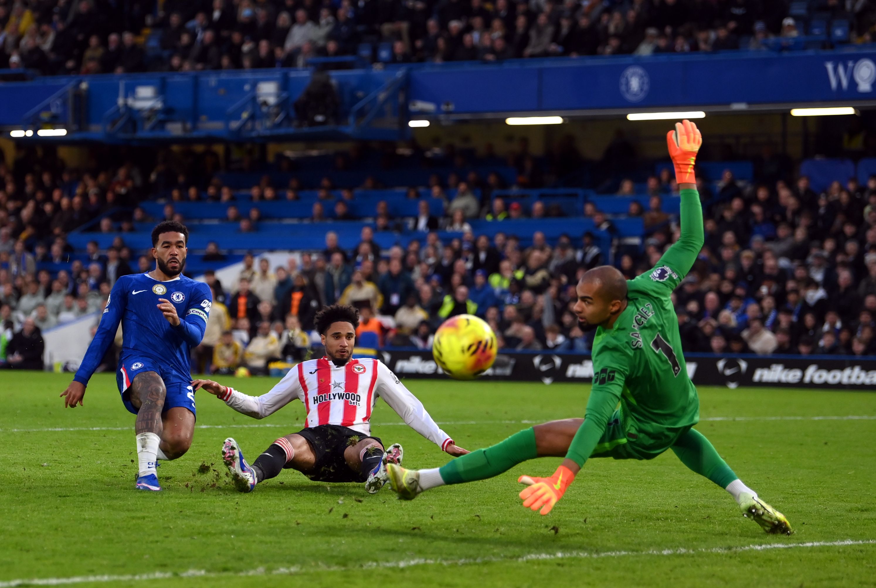 Robert Sanchez in action against Brentford.
