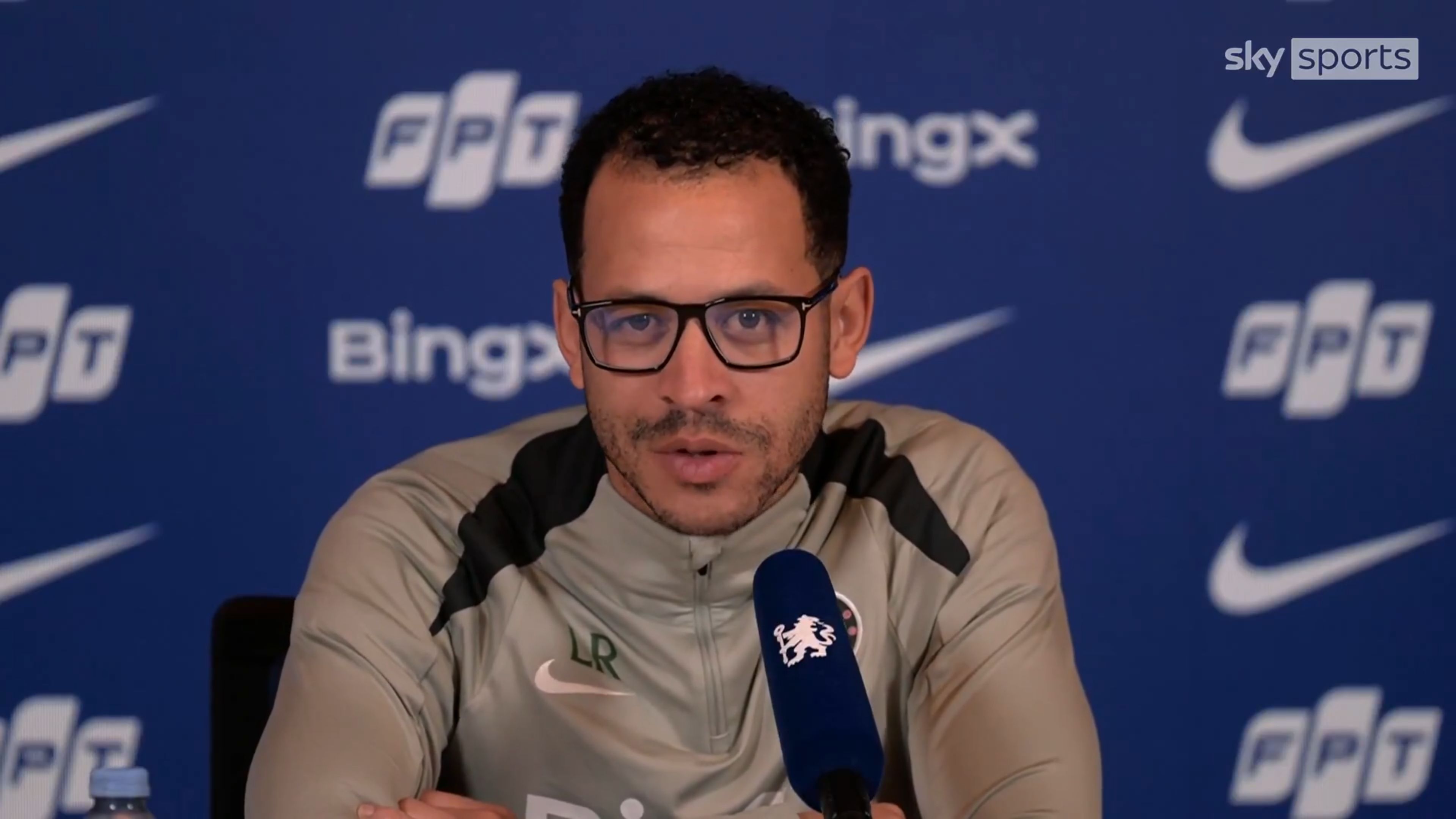 Liam Rosenior speaks in a press conference about Cole Palmer.