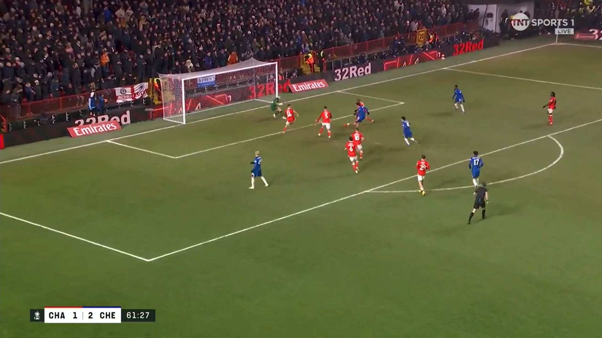 Marc Guiu fires in a first time finish after the ball drops to him in the Charlton box.