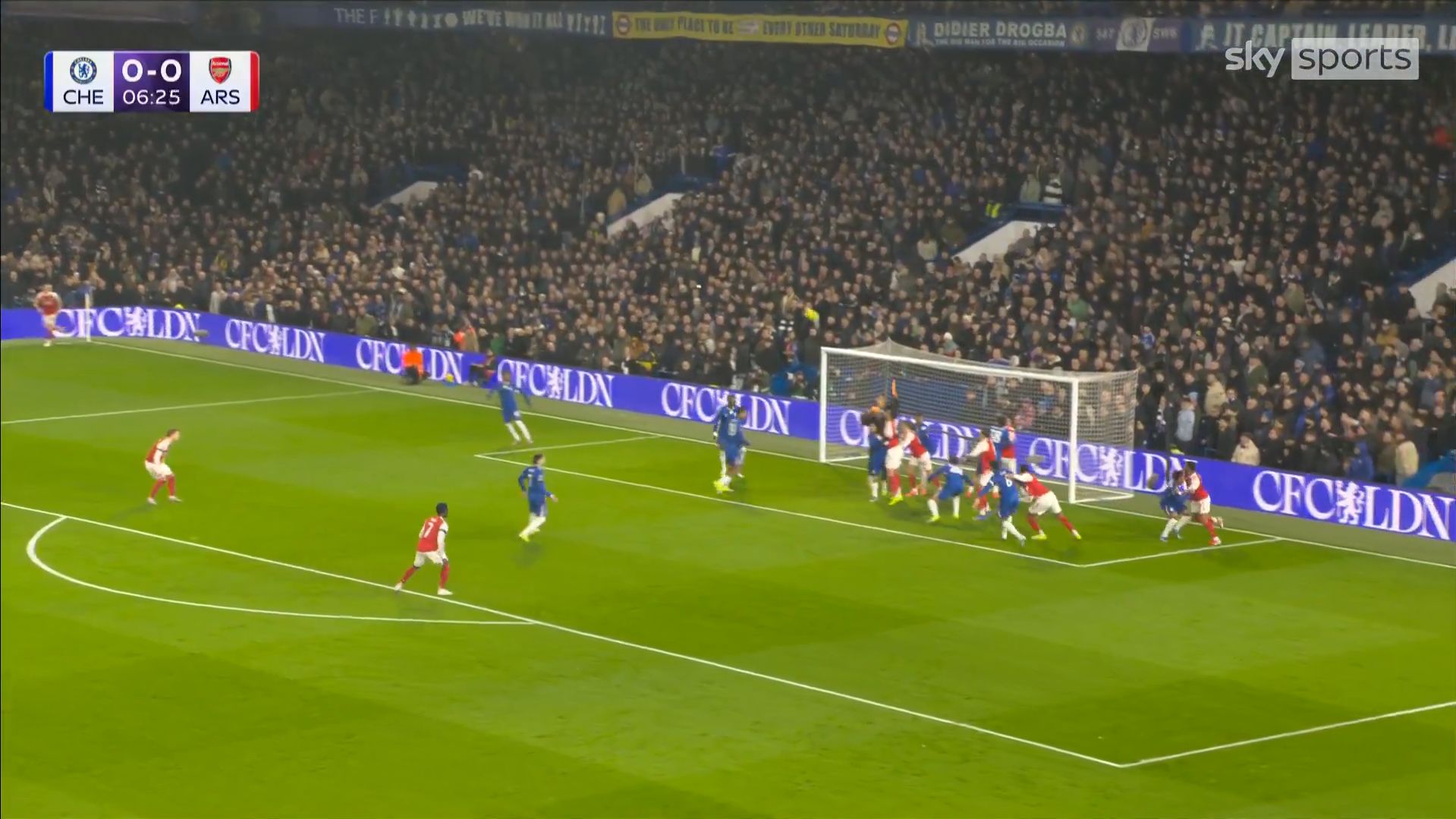 Rob Sanchez flaps at a corner for Arsenal's first goal.