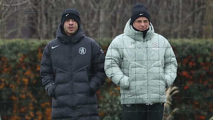 Blurry Liam Rosenior watches the Under-21s game.