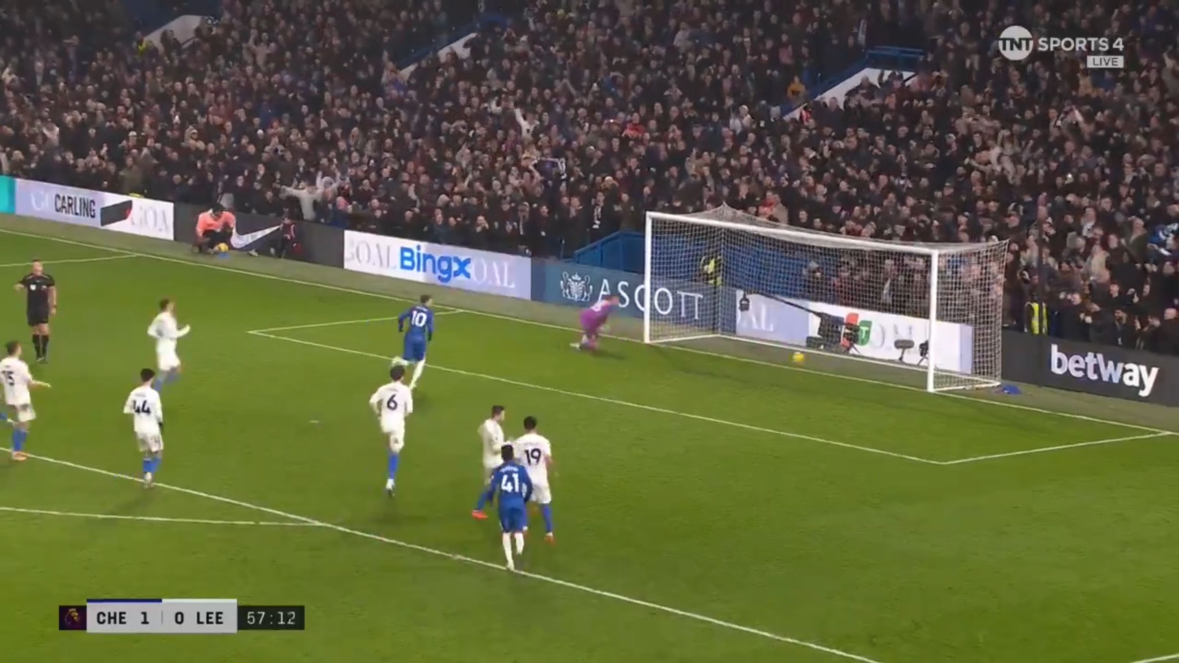 Cole Palmer belts in a penalty for the Blues.