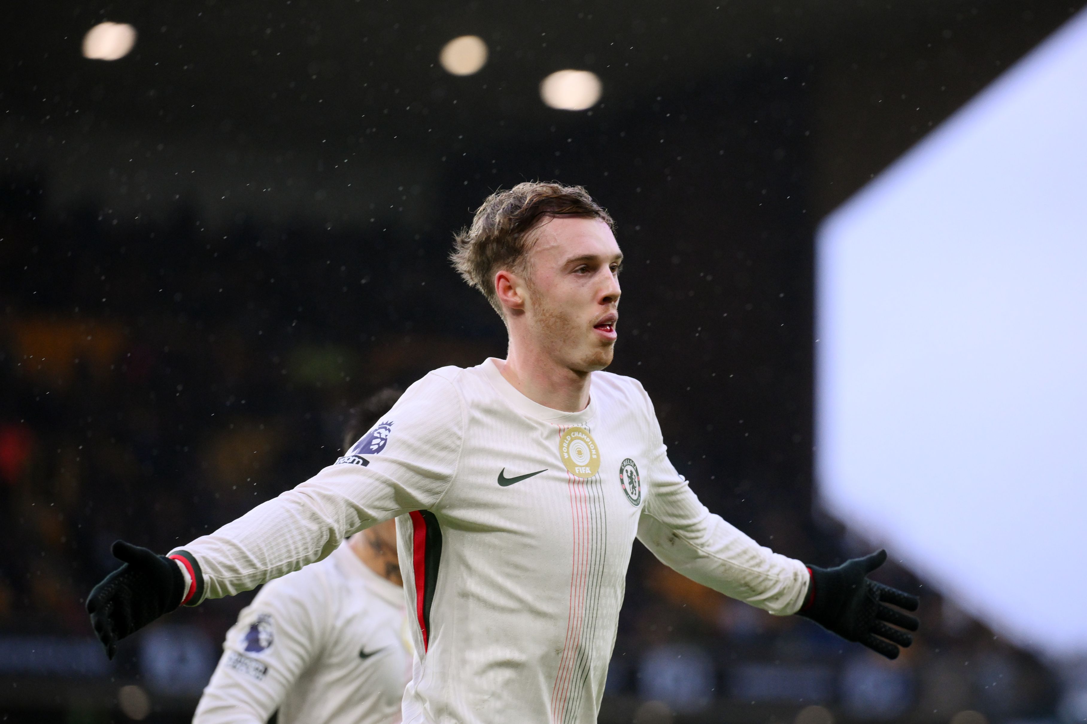 Cole Palmer celebrates scoring for Chelsea.