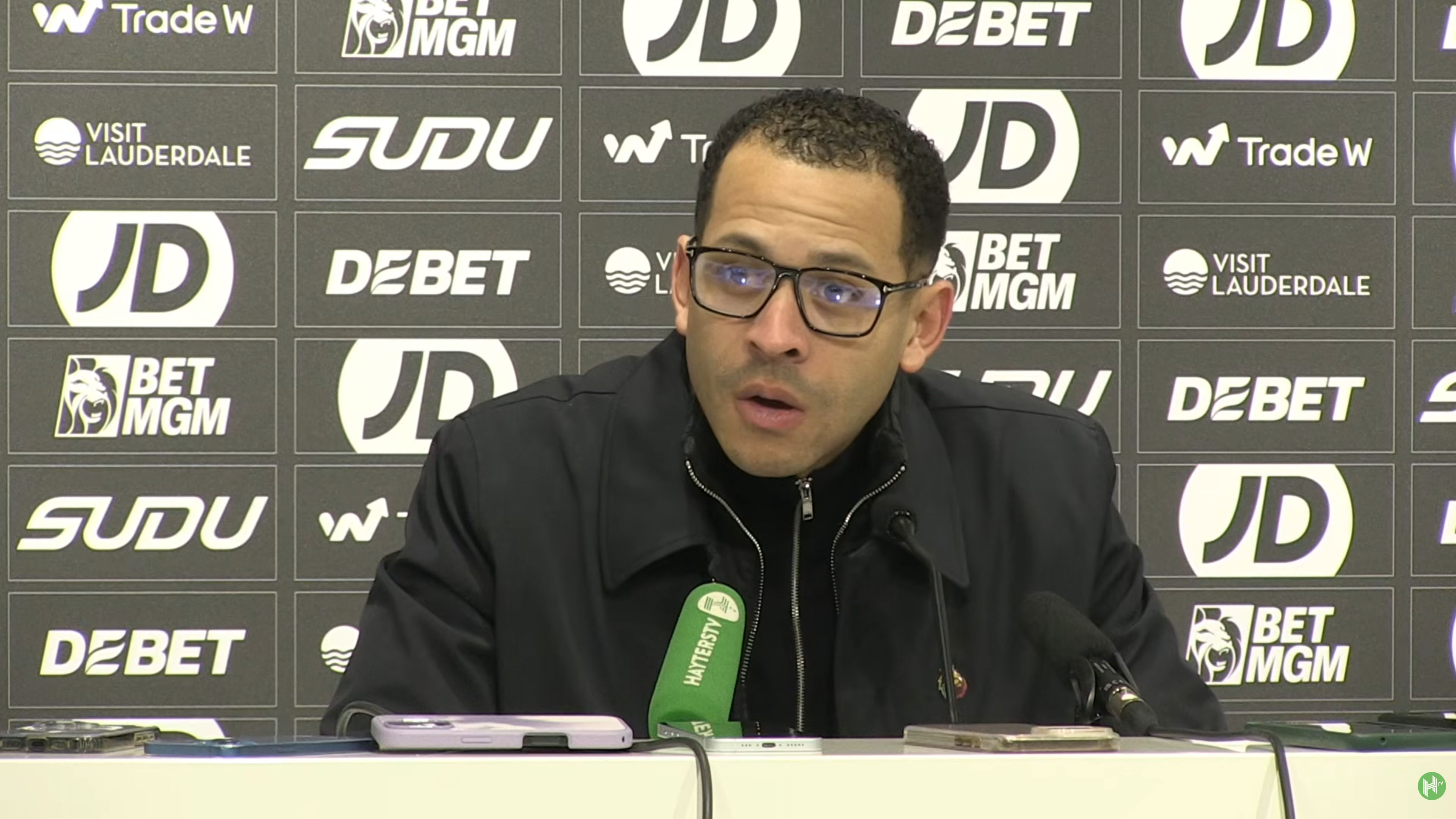 Liam Rosenior speaks to the media after Chelsea's win over Wolves.