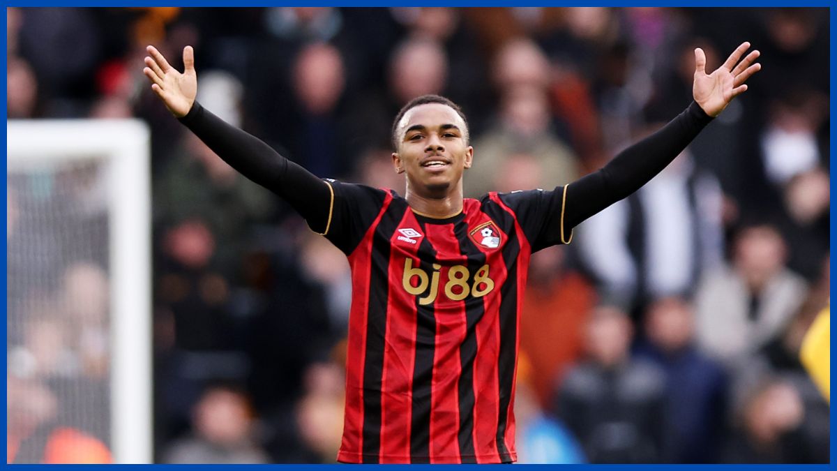 Eli Junior Kroupi celebrates a goal.