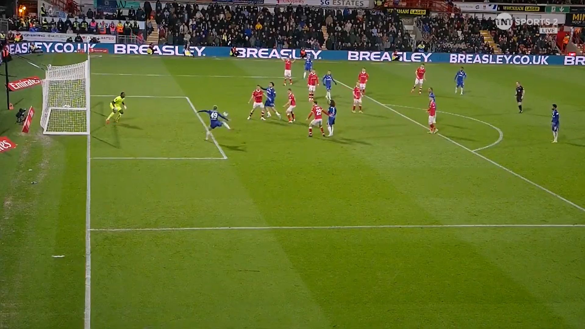 Alejandro Garnacho scores at the far post.