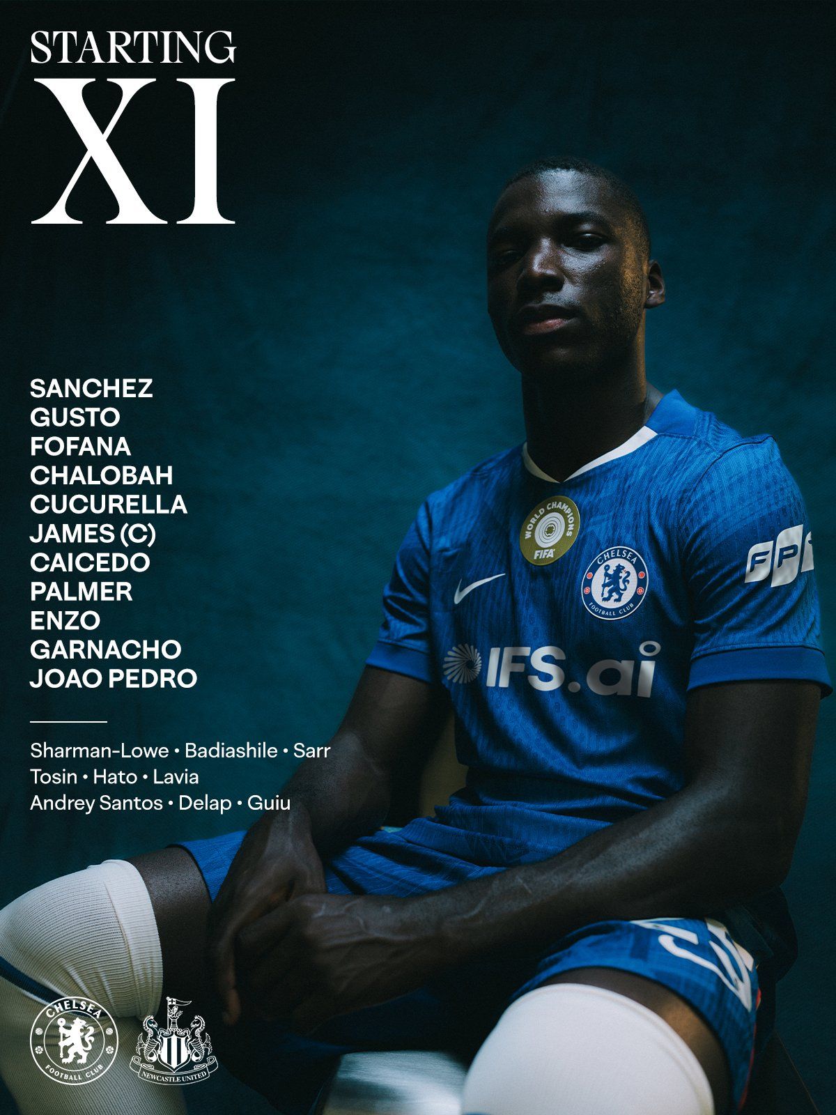 Chelsea's starting XI to face Newcastle.