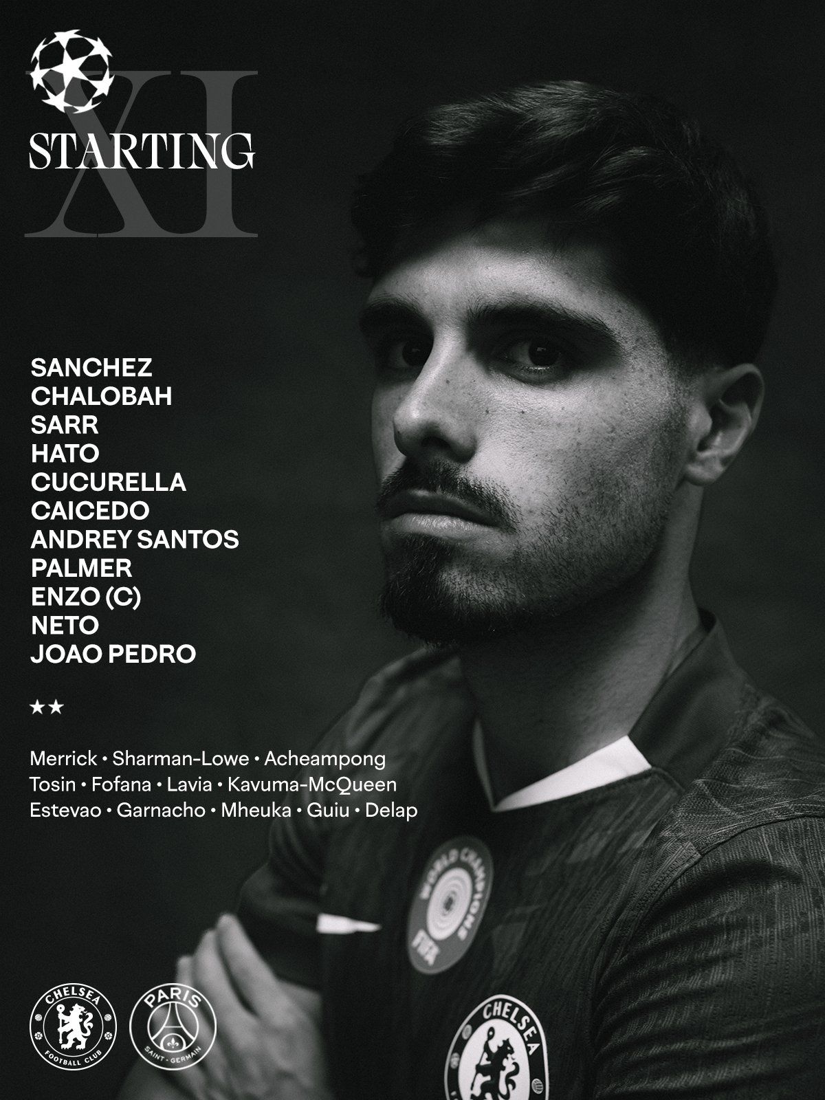 Chelsea's team to take on PSG.