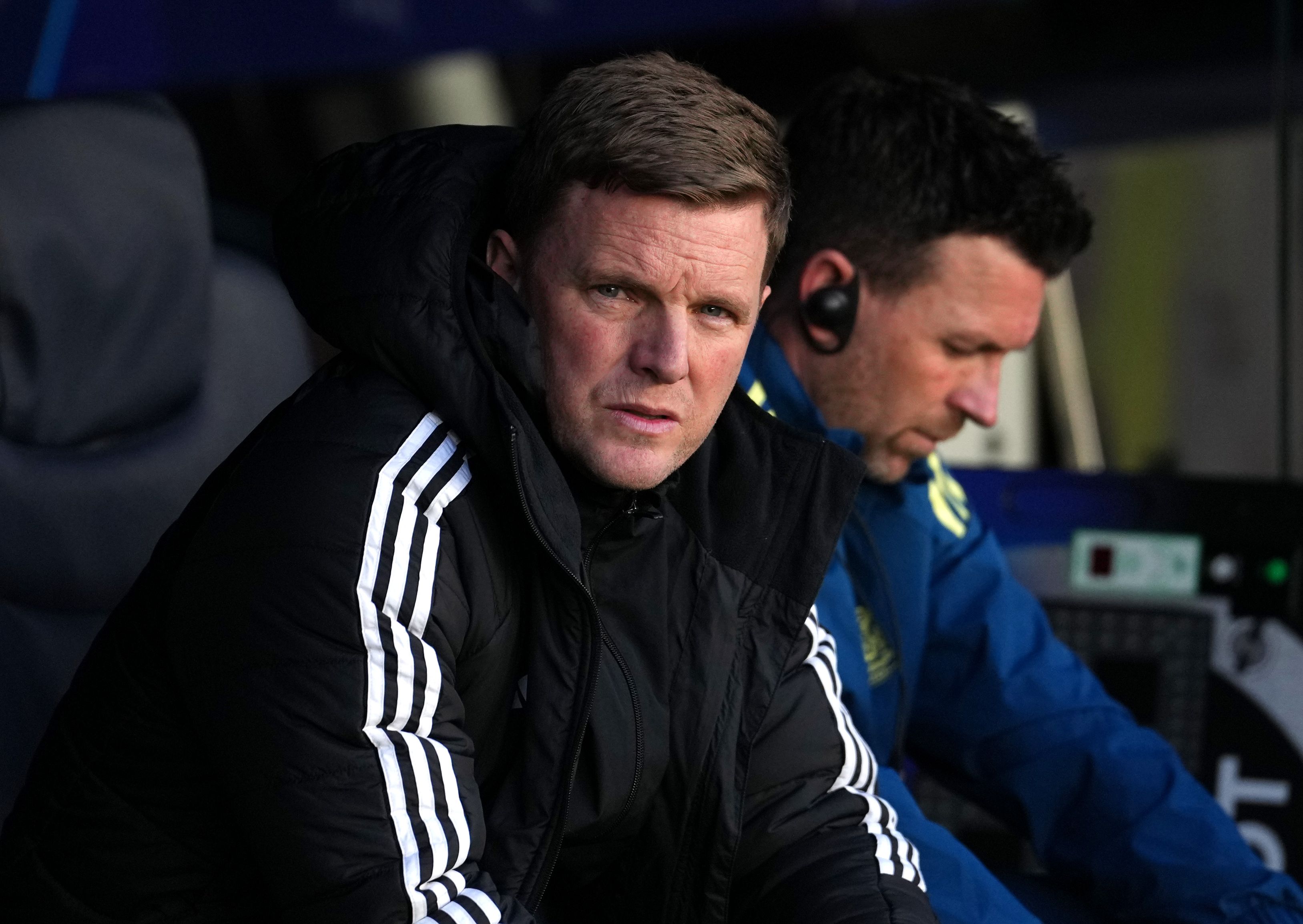 Eddie Howe looks on from the dug out.
