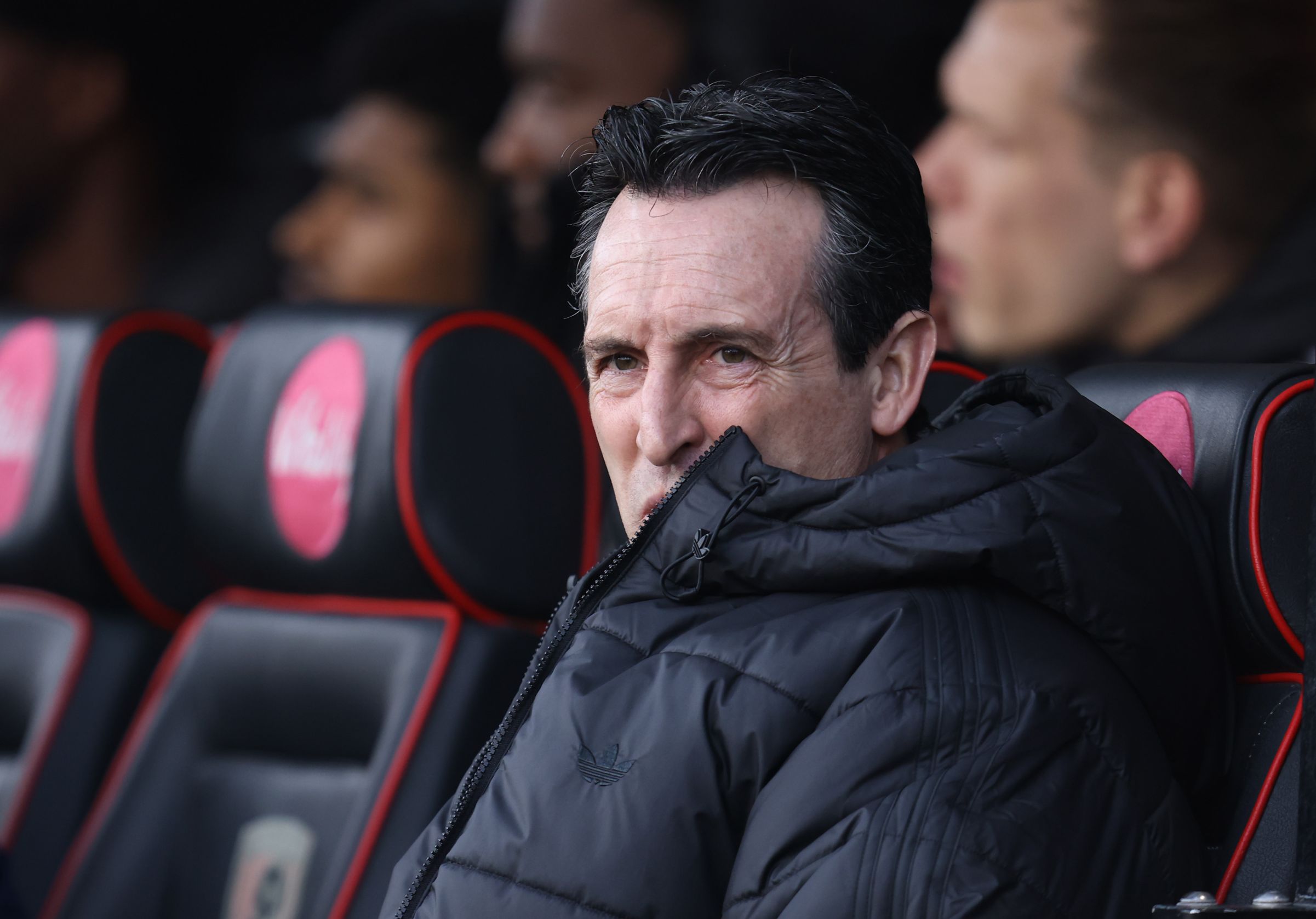 Unai Emery looks on as Aston Villa manager.