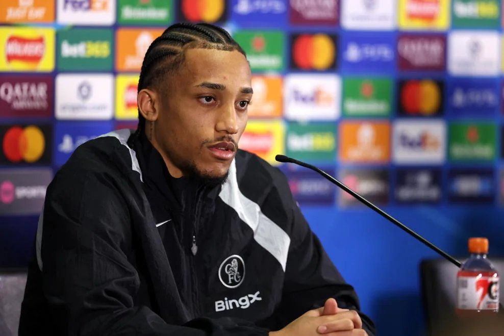 Joao Pedro in a Chelsea press conference.