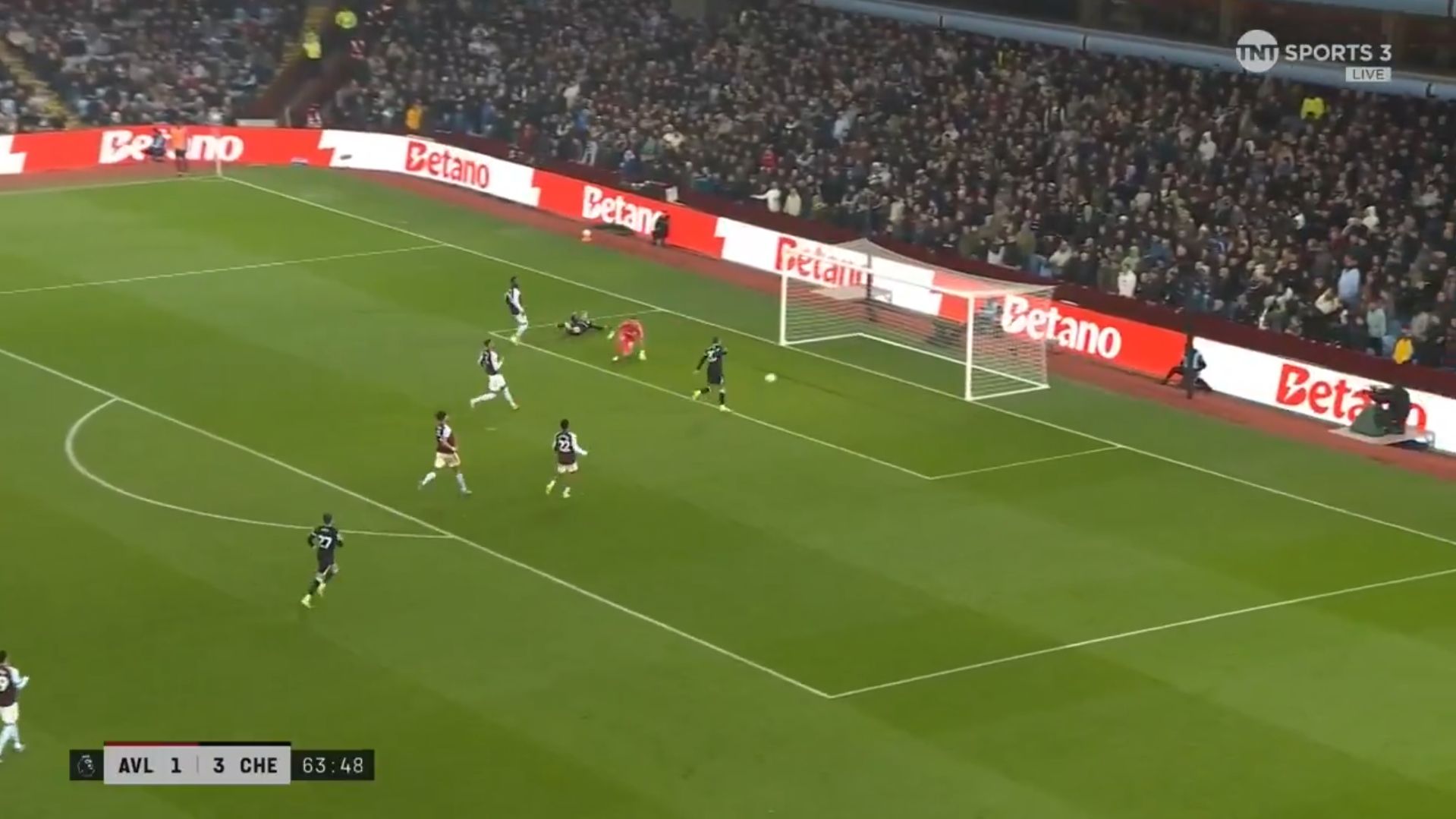 Joao Pedro scores his hattrick goal.