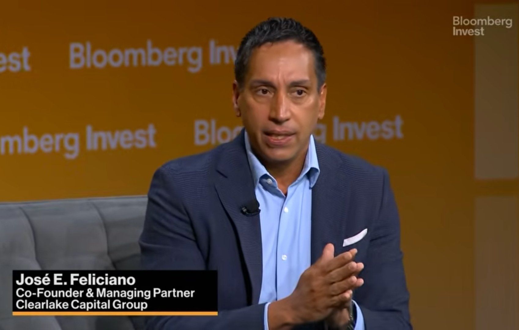 Jose Feliciano, Chelsea co-owner, speaks at a conference.