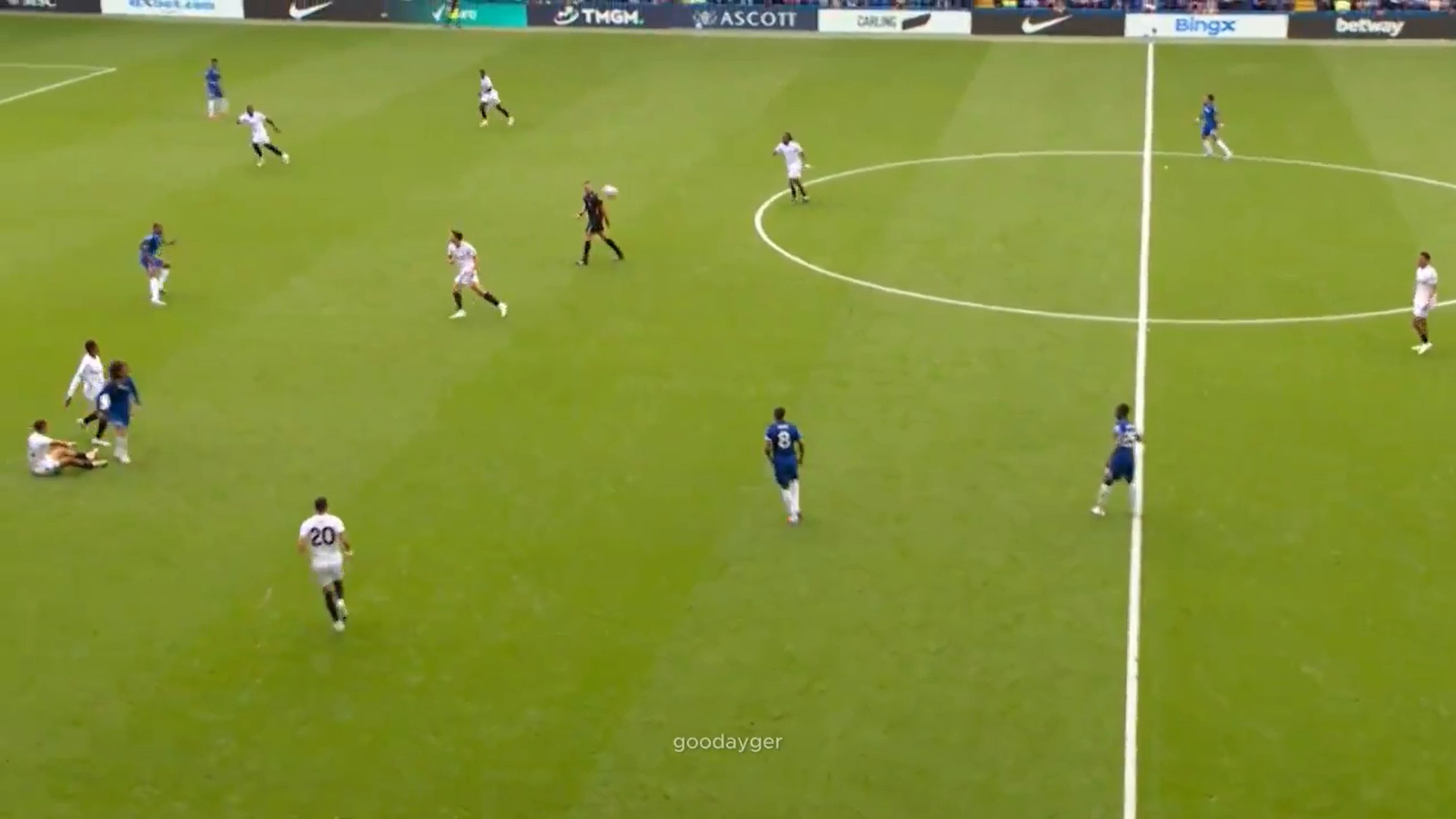 Moises Caicedo plays a chipped pass.