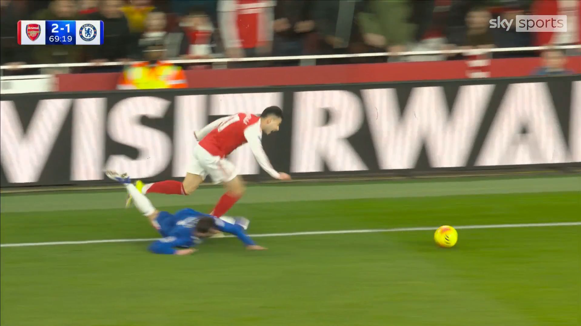 Pedro Neto lunges in for a second yellow.