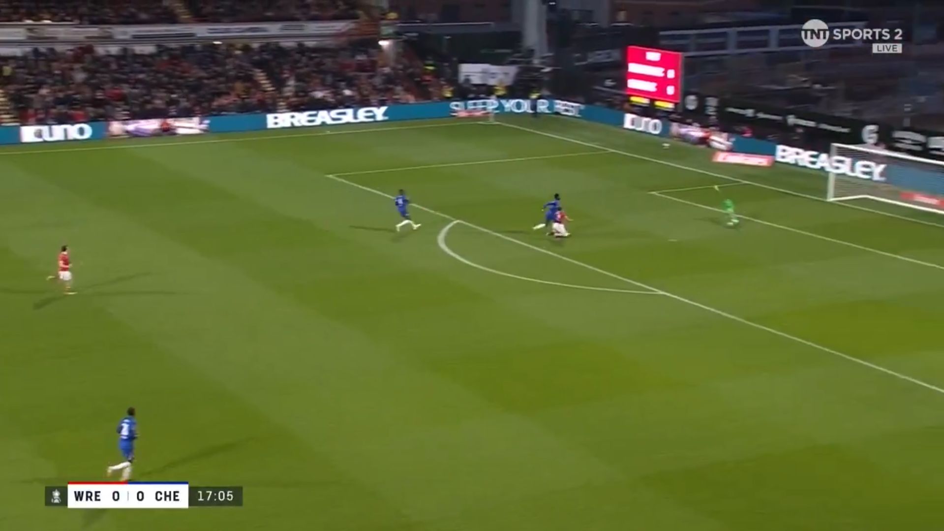 Robert Sanchez beaten by a long ball.