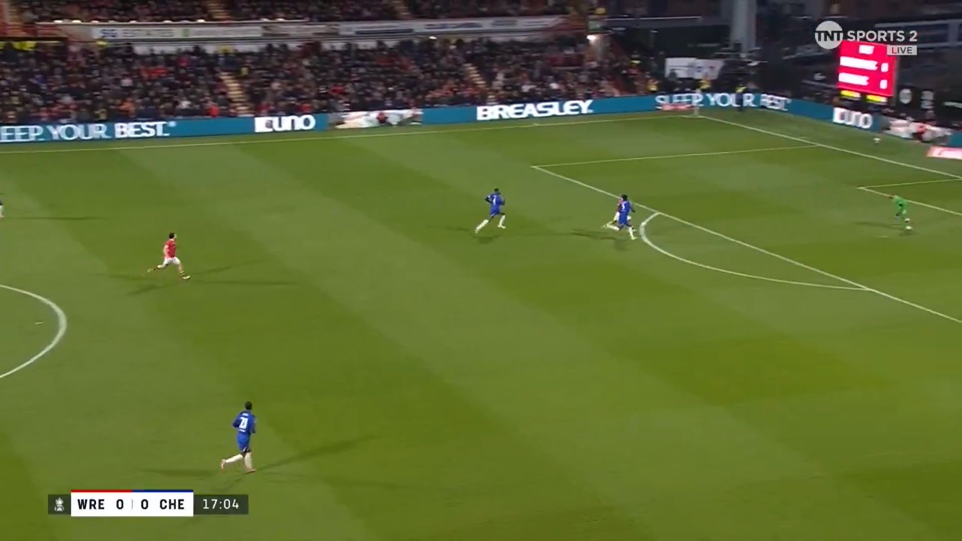 Robert Sanchez is far too deep to deal with a long Wrexham punt.