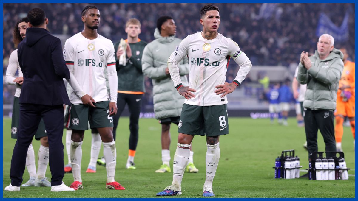 Enzo Fernandez frustrated after Chelsea loss.