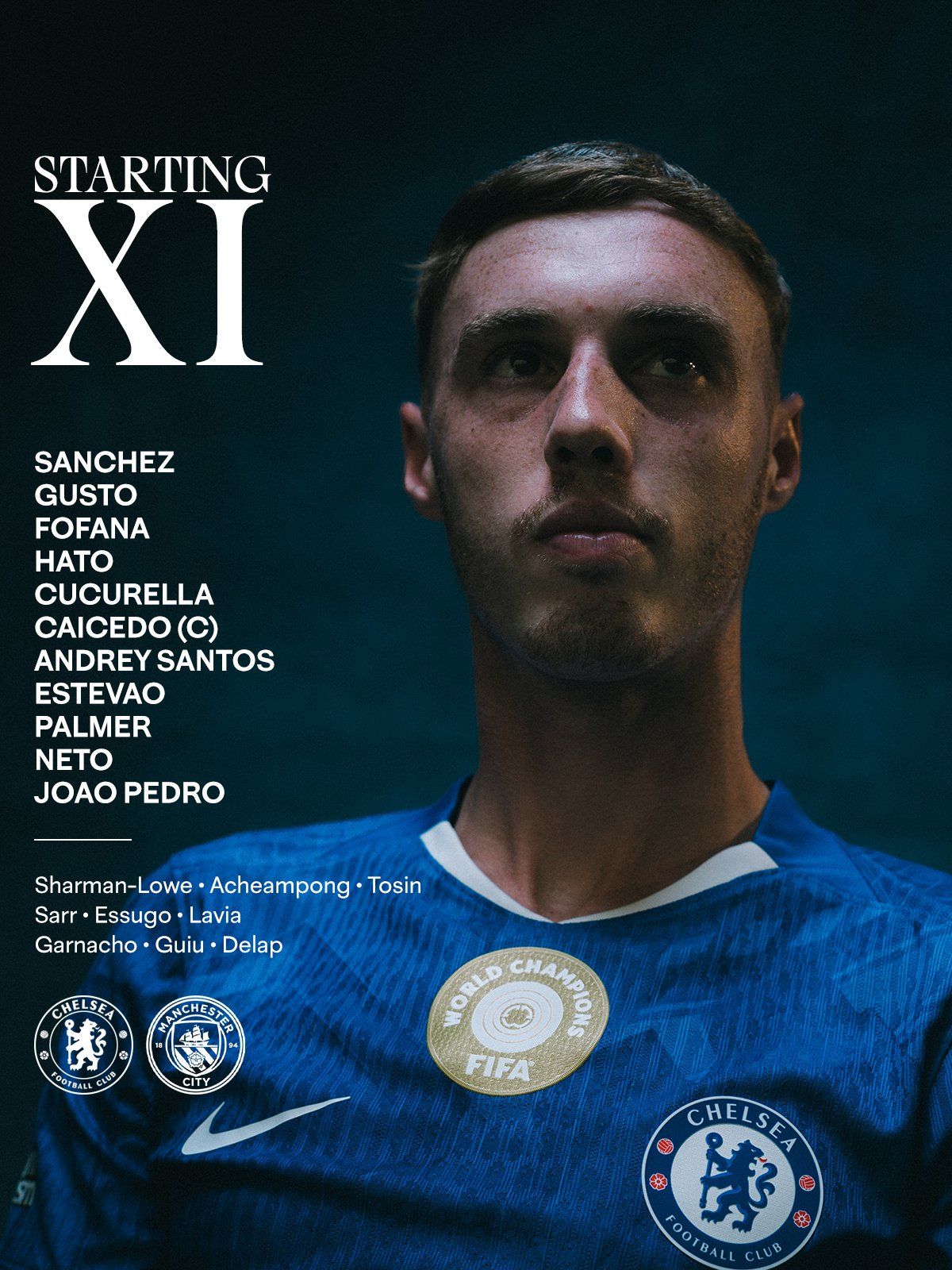 Chelsea's team to face Man City.
