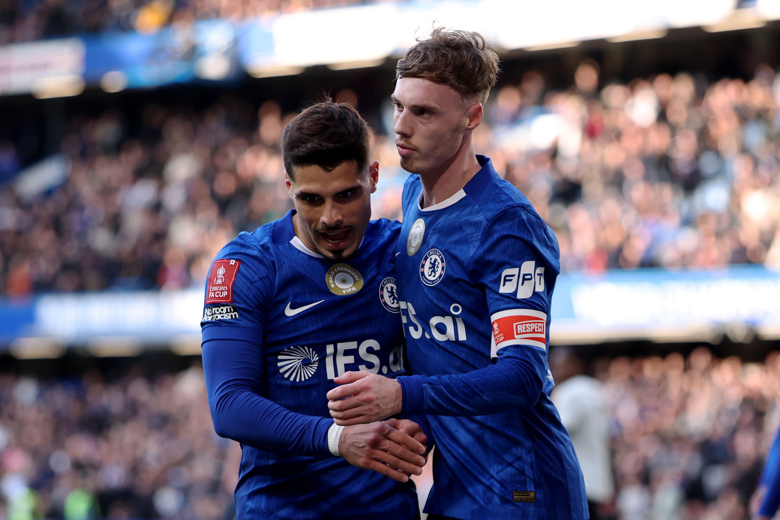 Cole Palmer celebrates scoring for Chelsea.