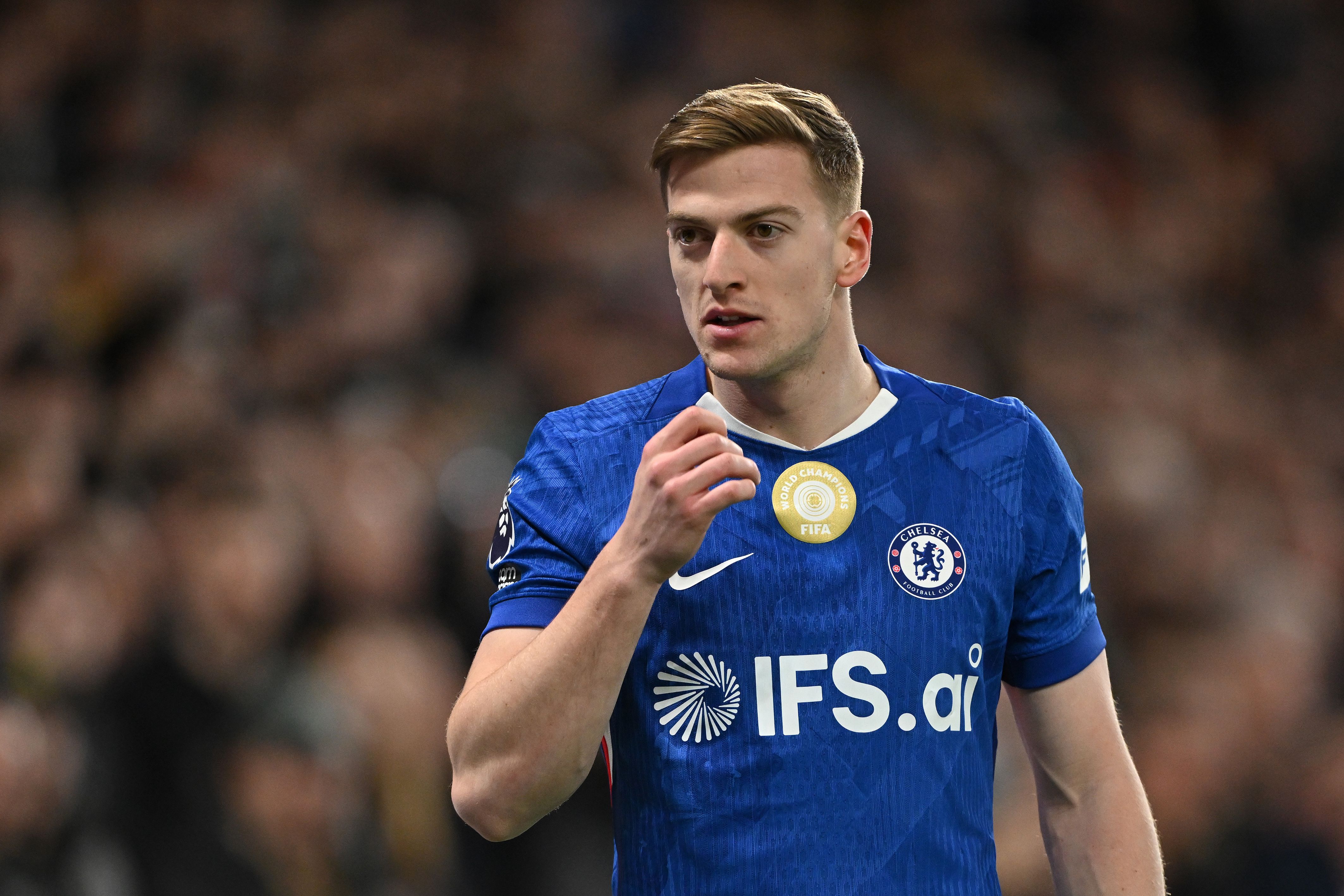 Liam Delap in action for Chelsea.