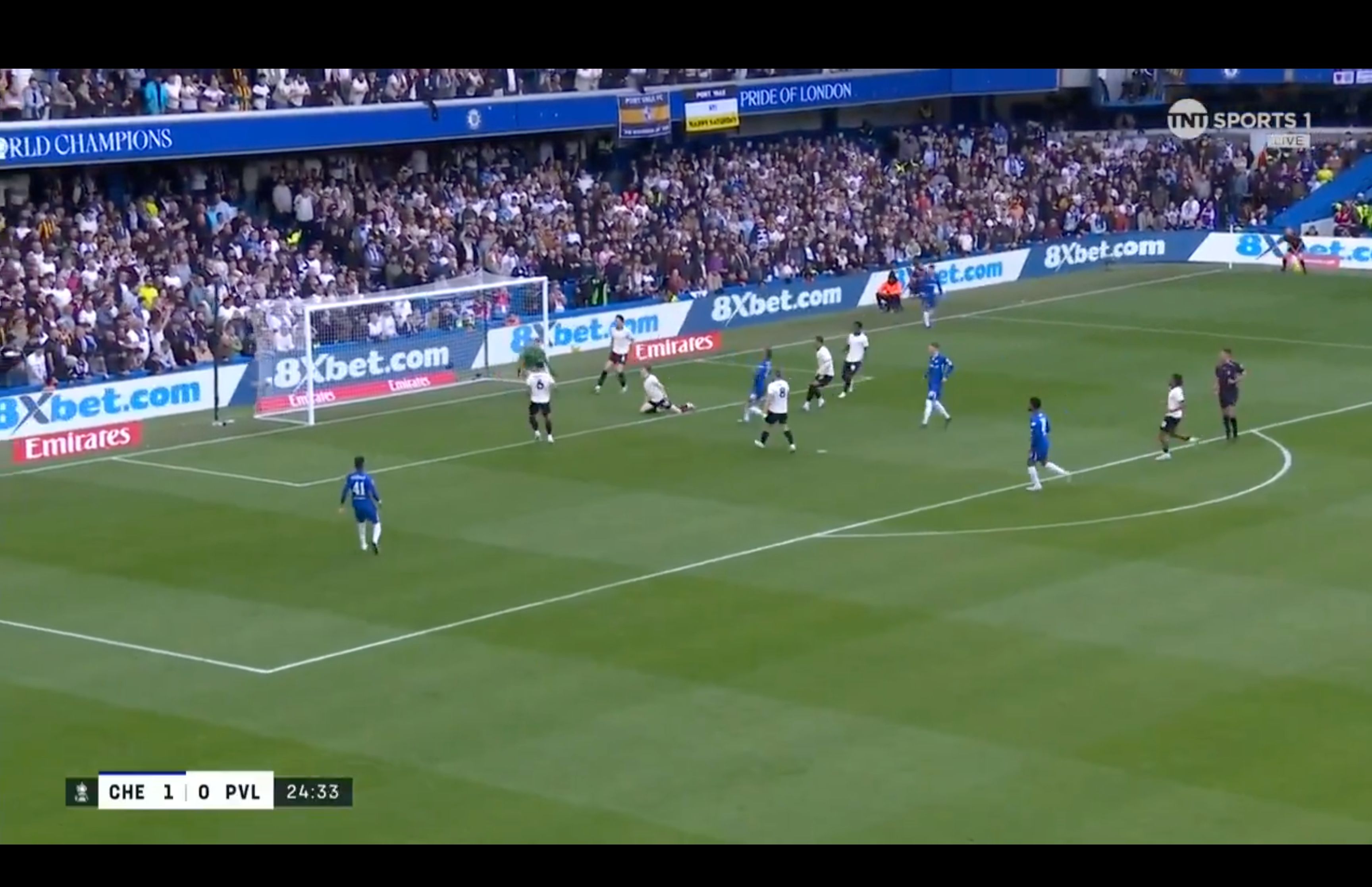 Joao Pedro lashes the ball in from close range.