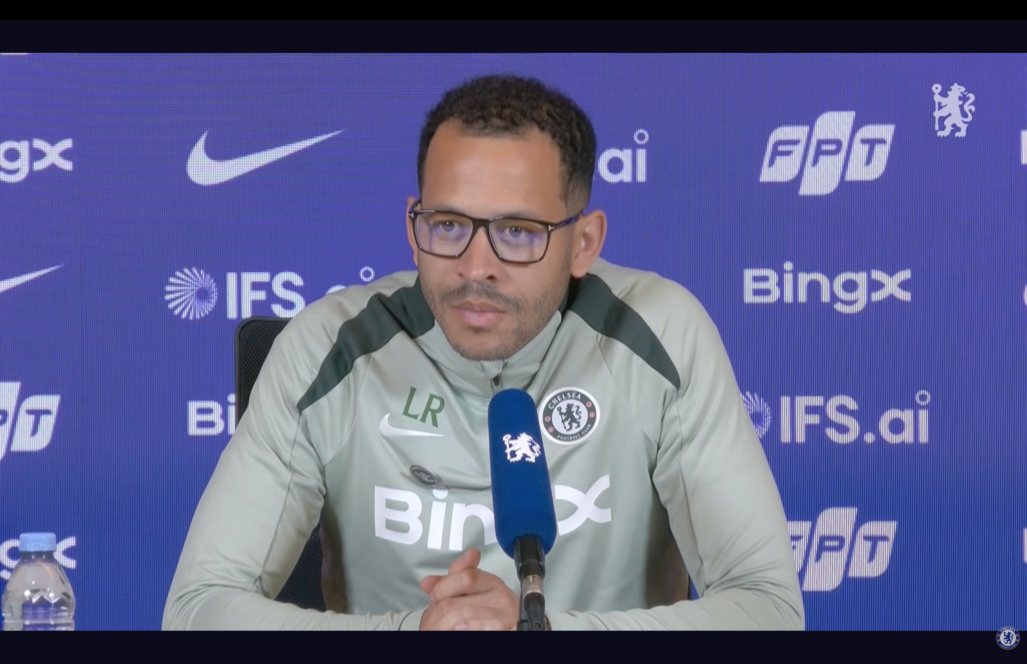 Liam Rosenior speaking in his press conference.