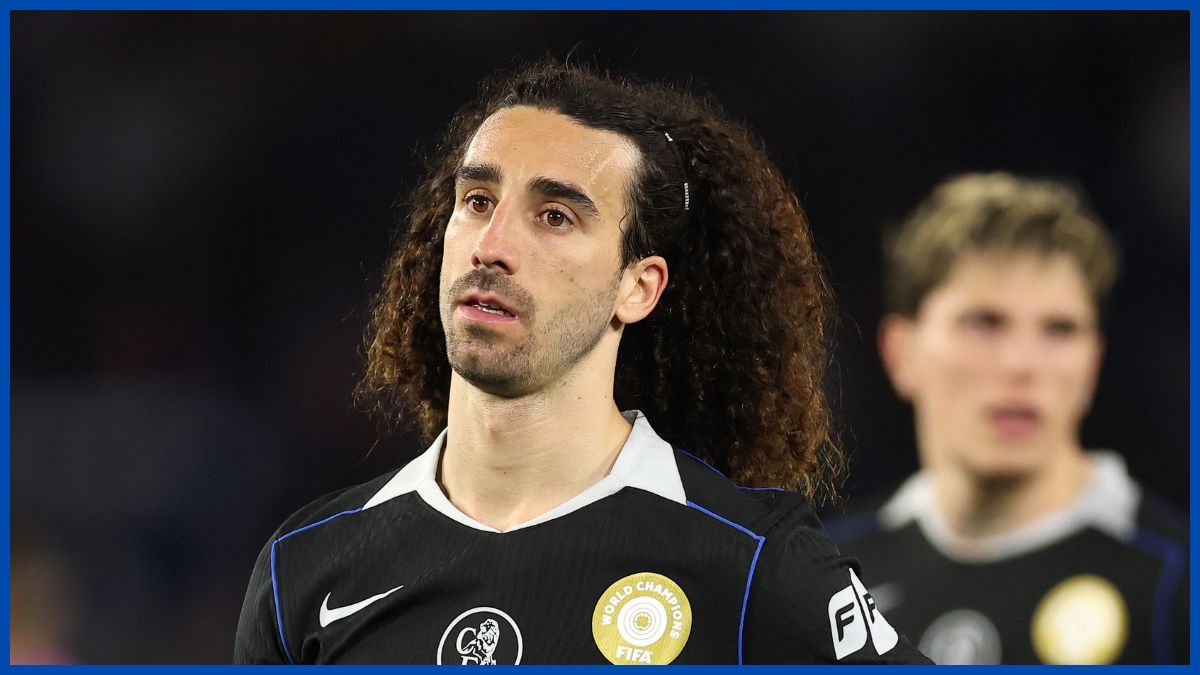 Marc Cucurella looks dejected.