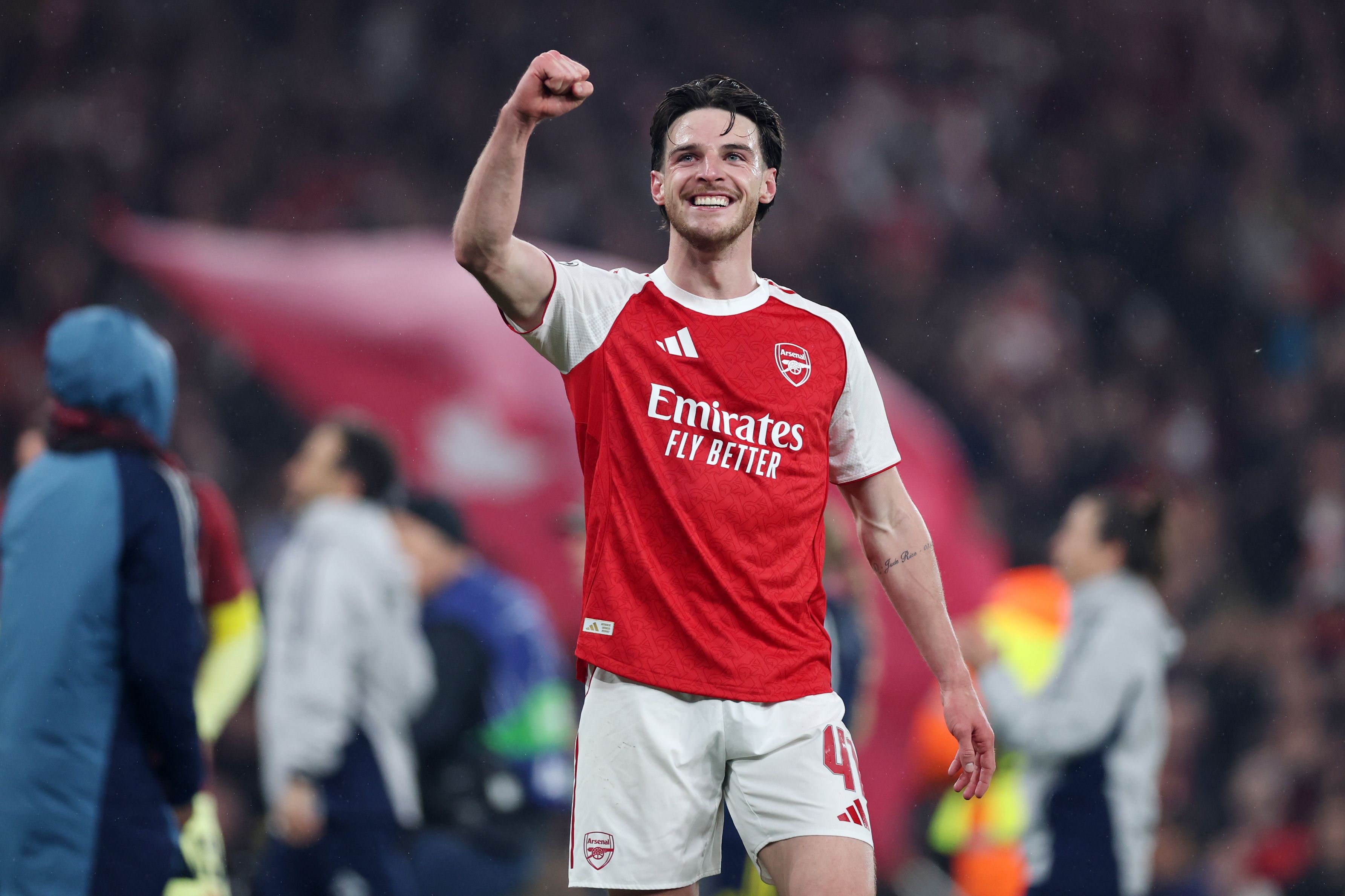 Declan Rice in action for Arsenal.