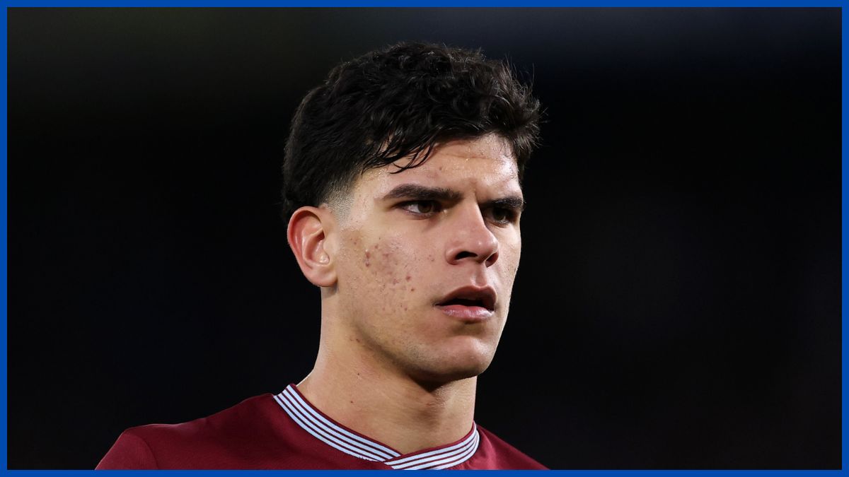 Matheus Fernandes playing for West Ham.