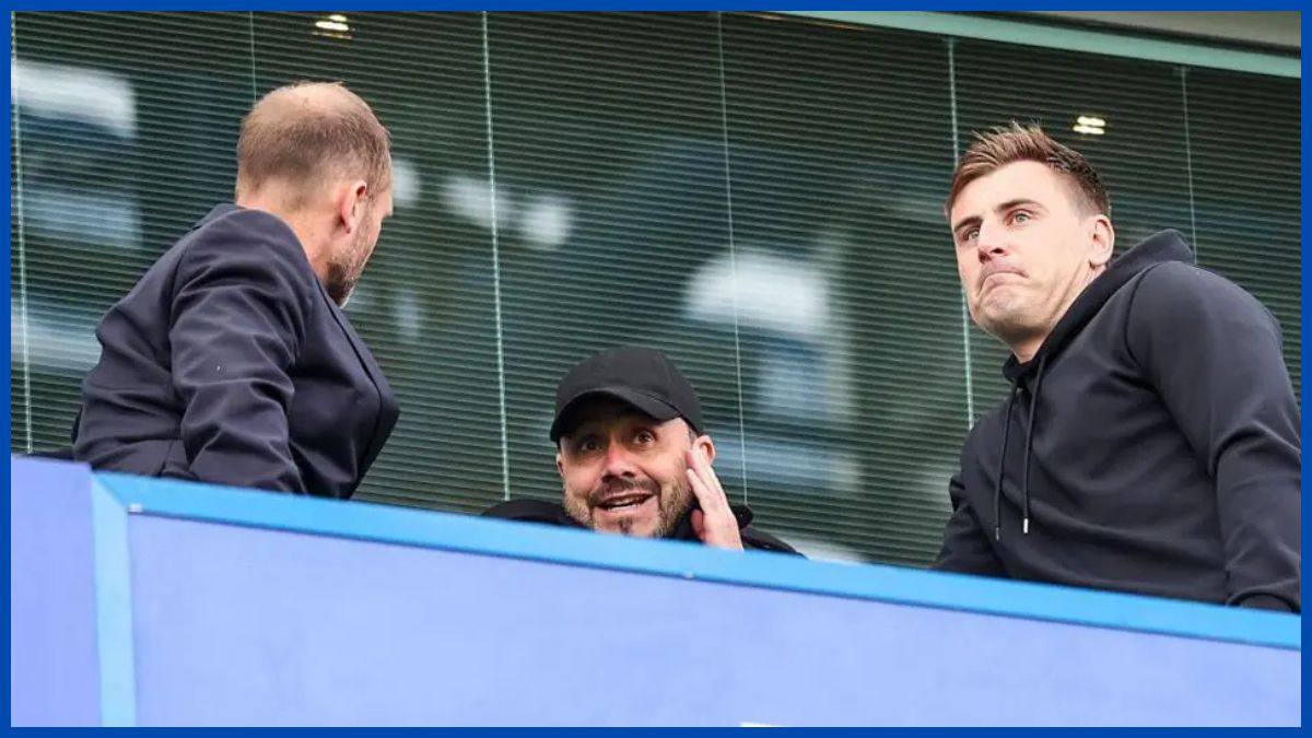 Chelsea's sporting directors in the box with Roberto De Zerbi.